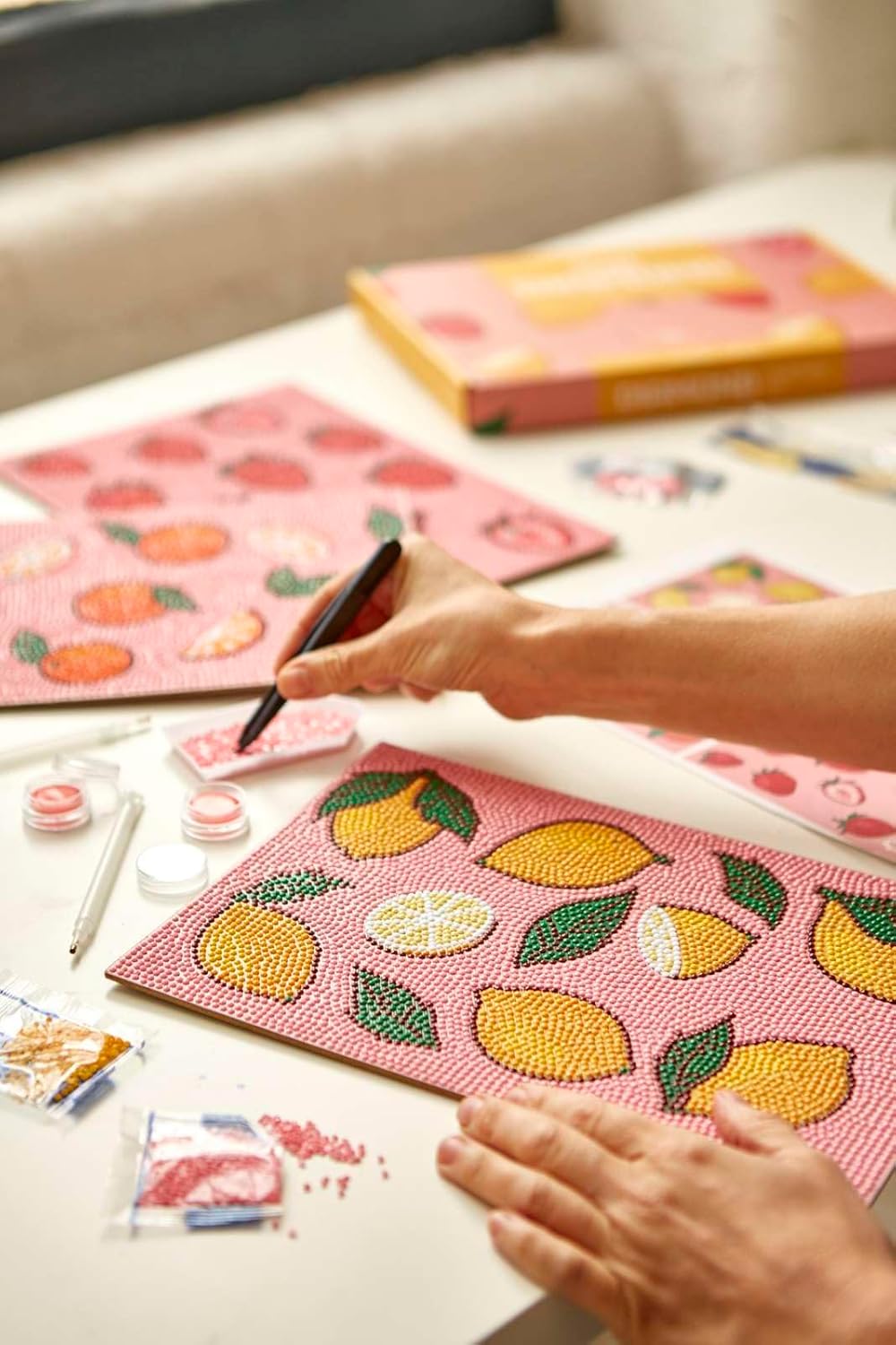 3er-Set Diamant Painting Set frisches Obst, Frisches Obst