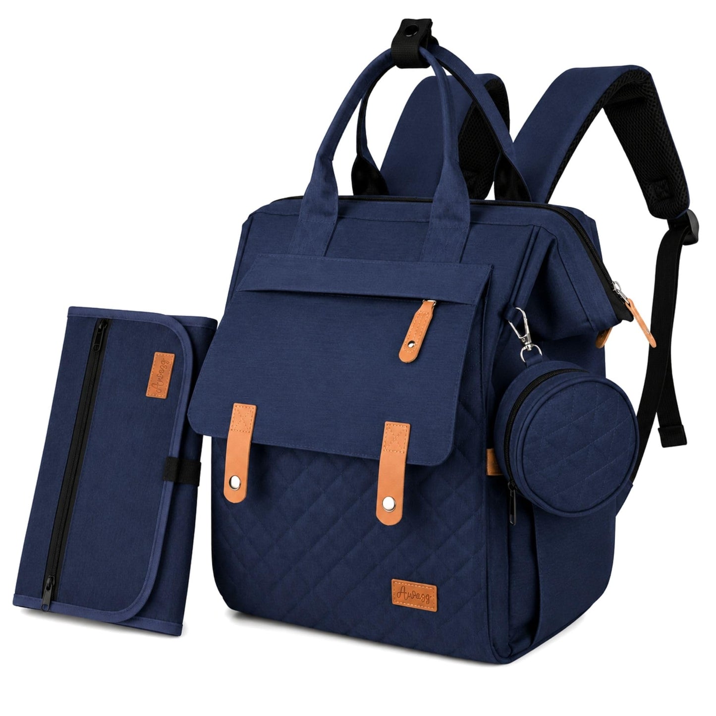 Wickelrucksack mit Wickelunterlage, Navy [02] Ohne Personalisierung