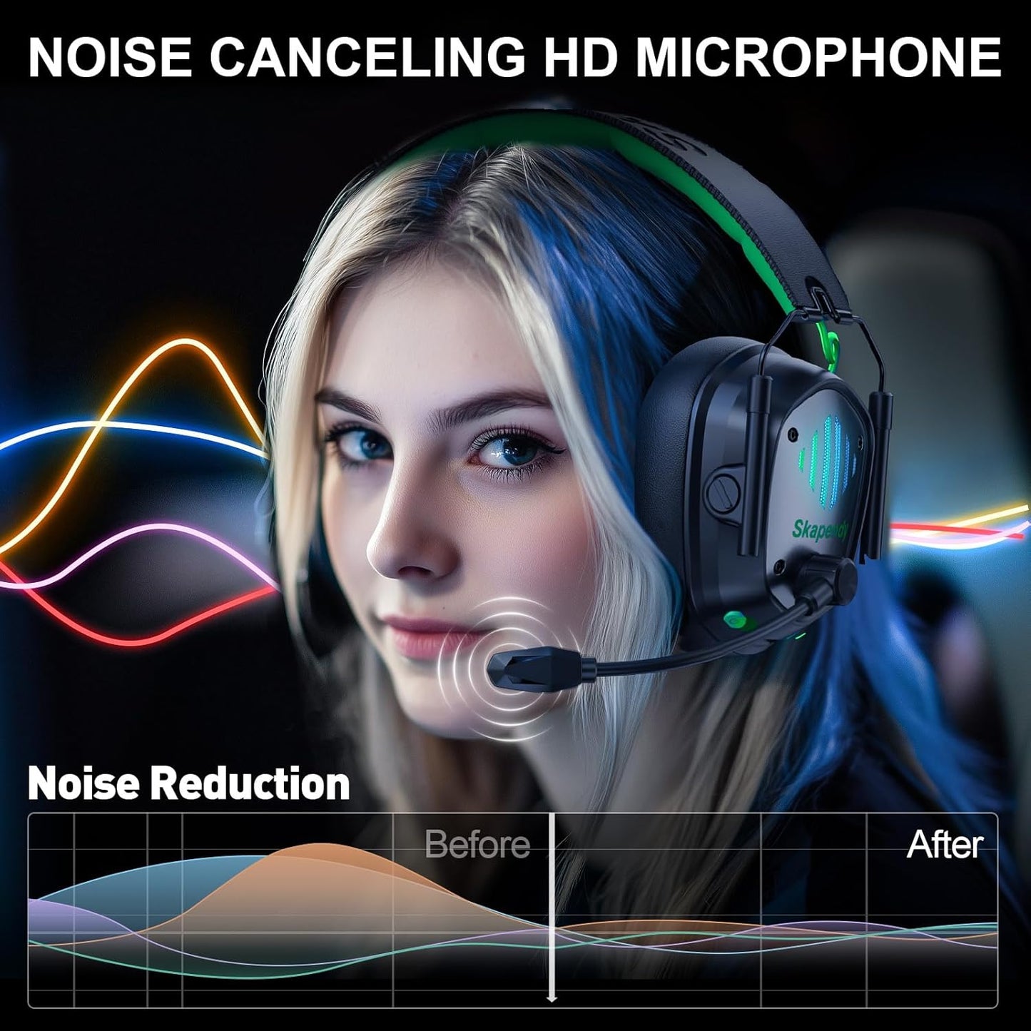 Gaming Headset mit 3D Surround Sound, Limettengrün