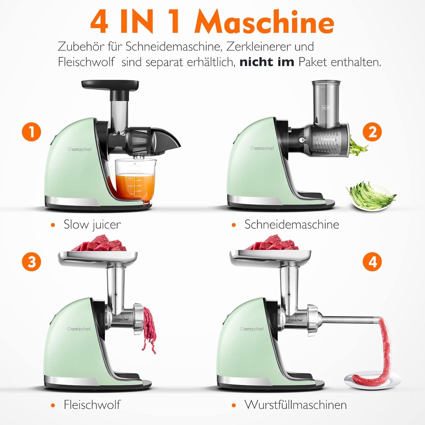 Slow Juicer ZM1501, Grün|Medium