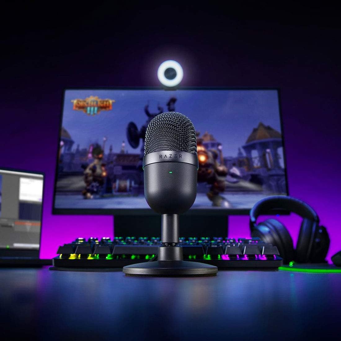 USB Kondensatormikrofon für Streaming und Gaming, Schwarz Seiren Mini