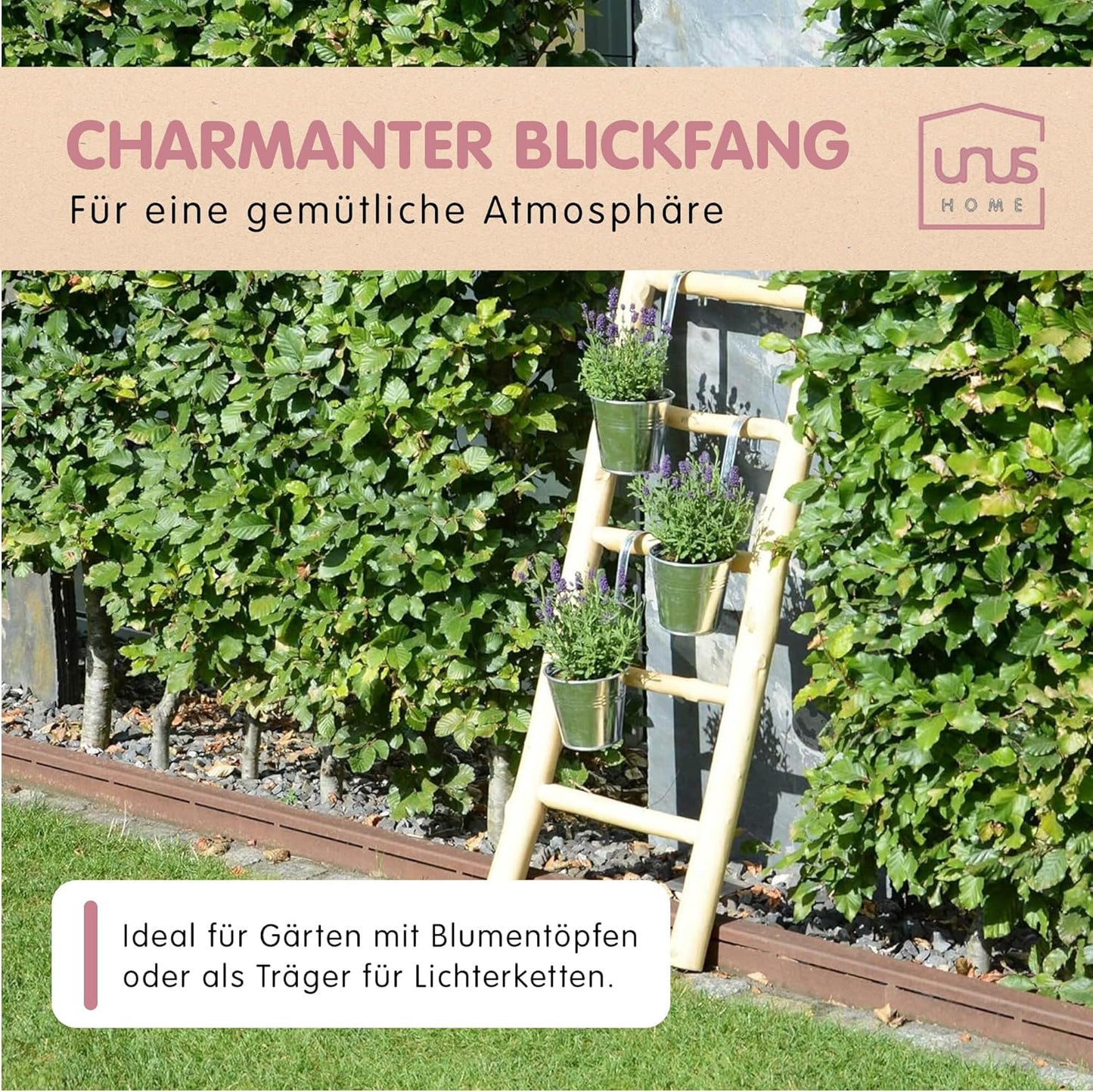 Dekoleiter Holz 120cm, 5 Stufen, Handtuchhalter, Natur 120 cm