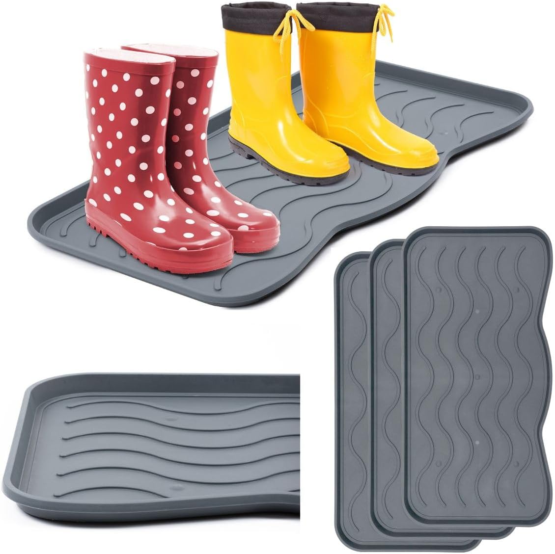 3-teiliges Schuhabtropfschalen-Set, Grau 38 x 75 cm 3 Stück