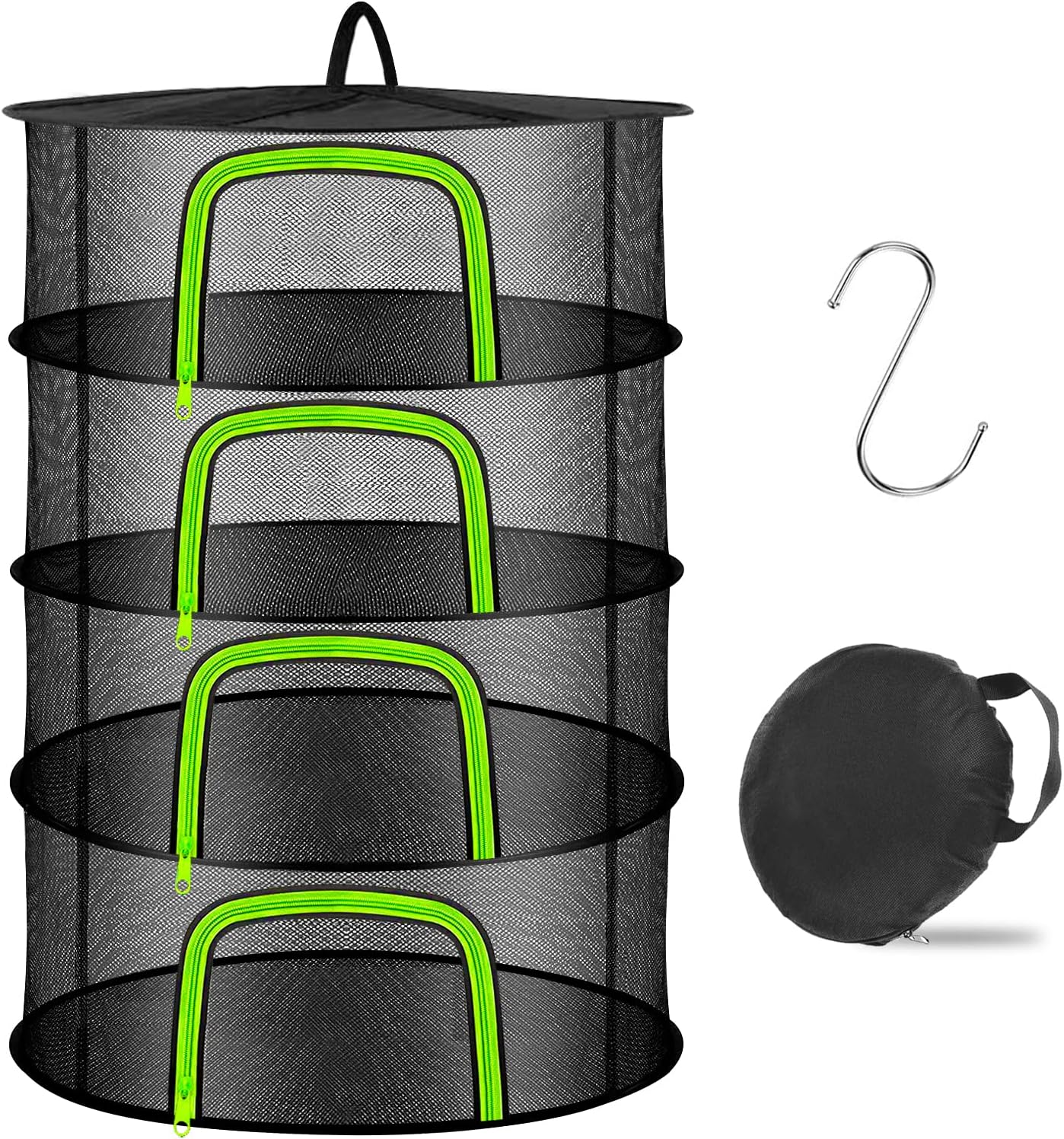 4-lagiges Kräutertrockner-Hängeregal mit Zipper, 4-lagiges