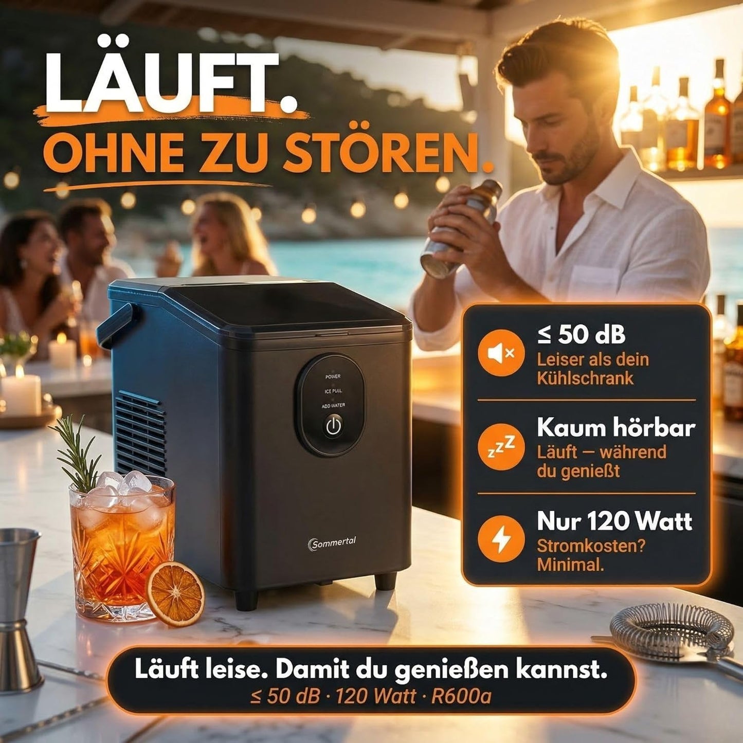 Eiswürfelmaschine EM12, Schwarz