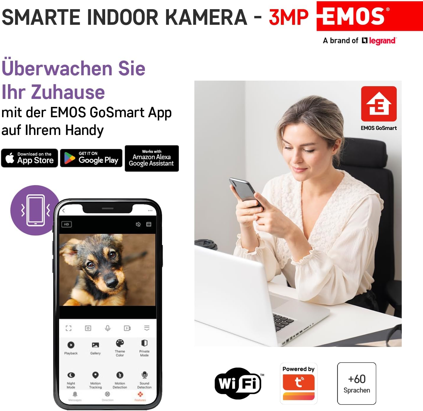 GoSmart Rotierende Überwachungskamera IP-110 CUBE mit WiFi, 3 Megapixel