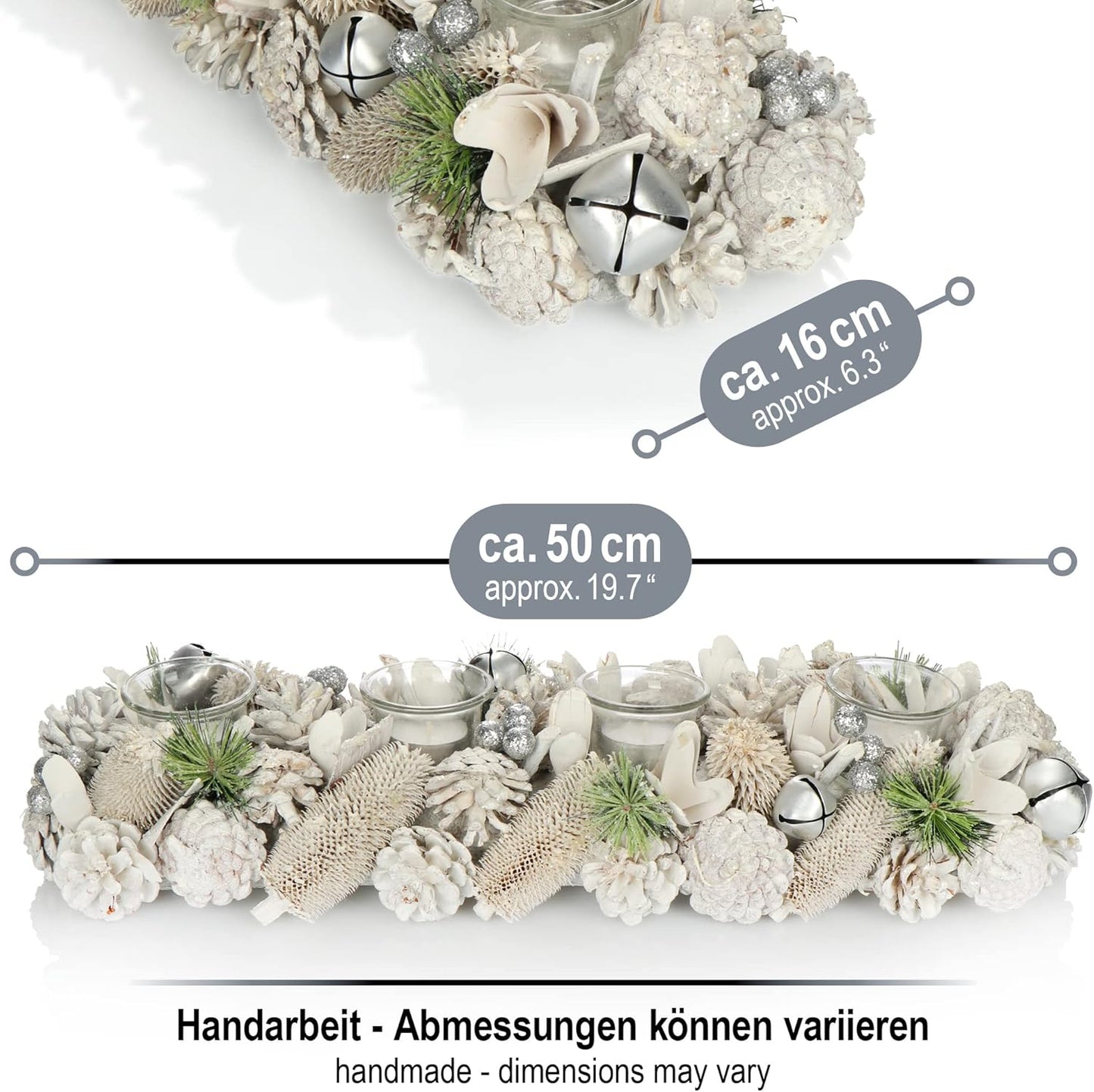 Länglicher Adventskranz, Adventsgesteck - 4 Kerzen