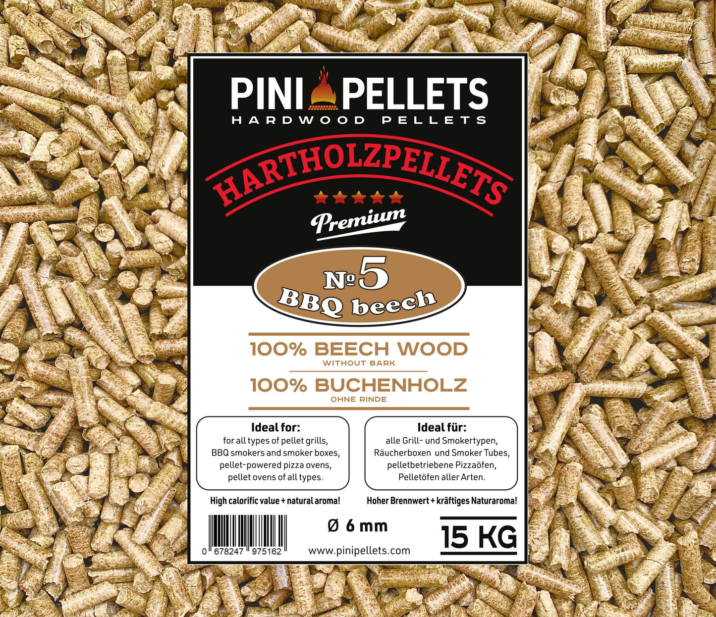 Hartholz Grill- und Räucherpelletts (15 kg)