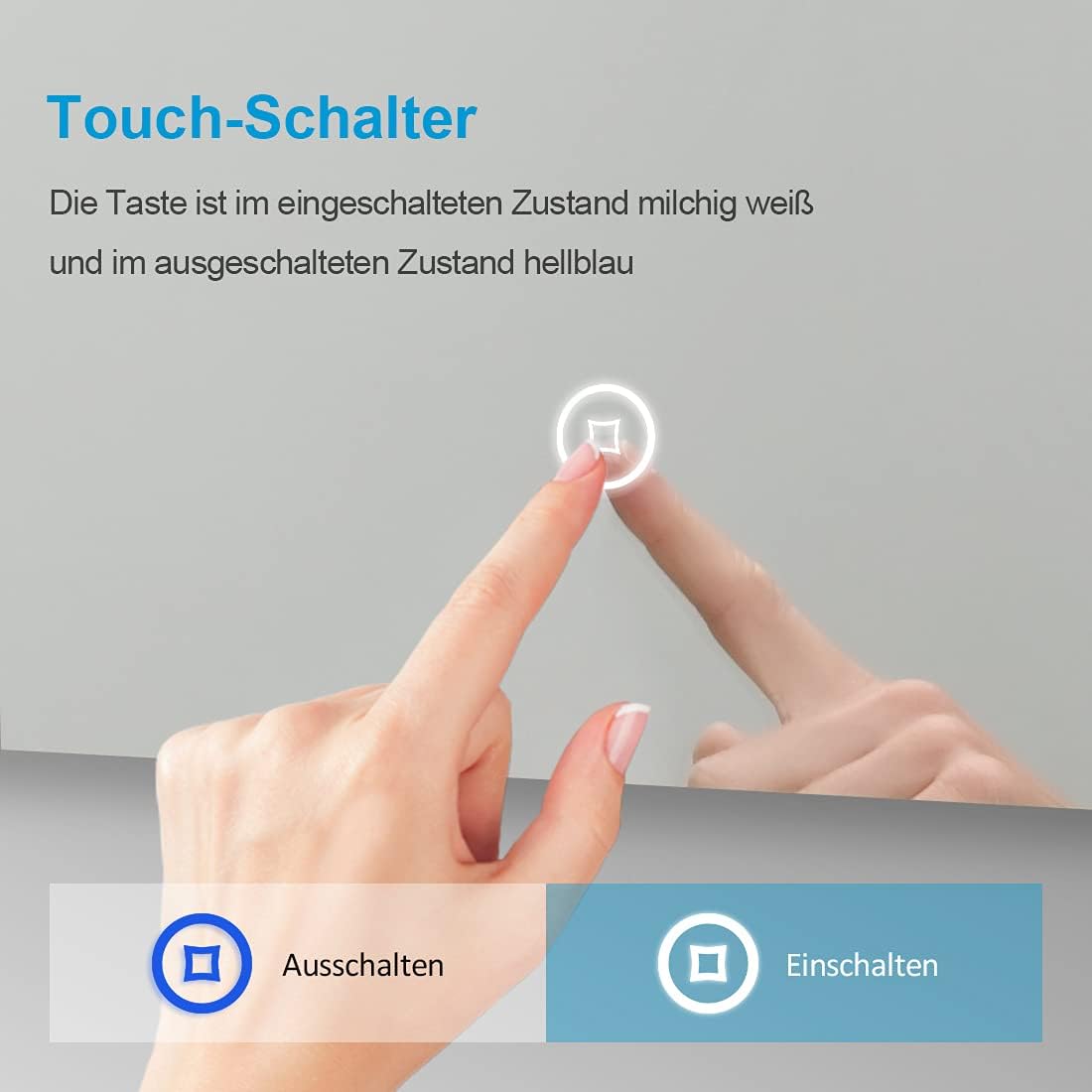 Runder LED-Badezimmerspiegel, 60cm Touchschalter