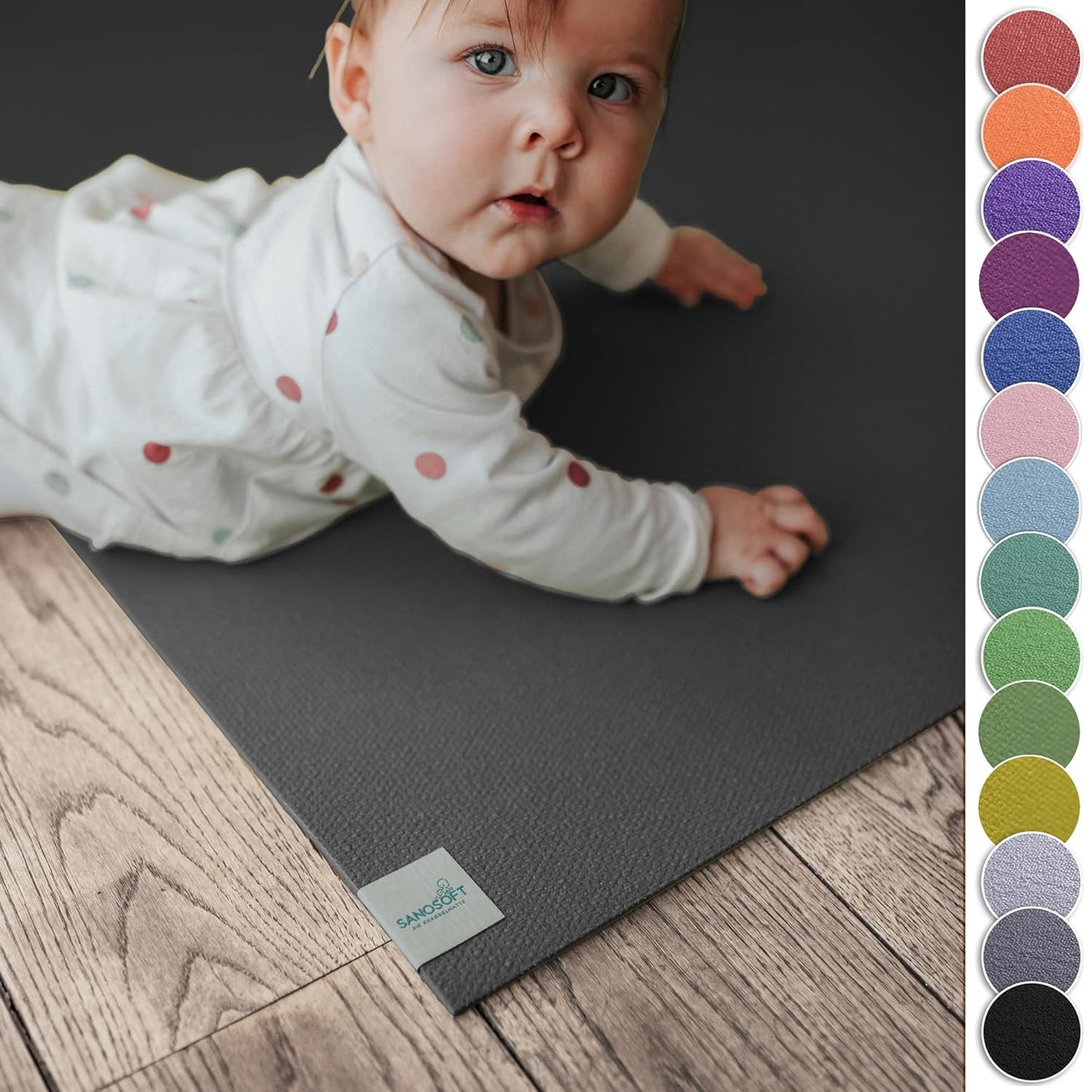 Krabbelmatte mit Anti-Rutsch (120x200 cm), Grau 120x200 cm (1er Pack)