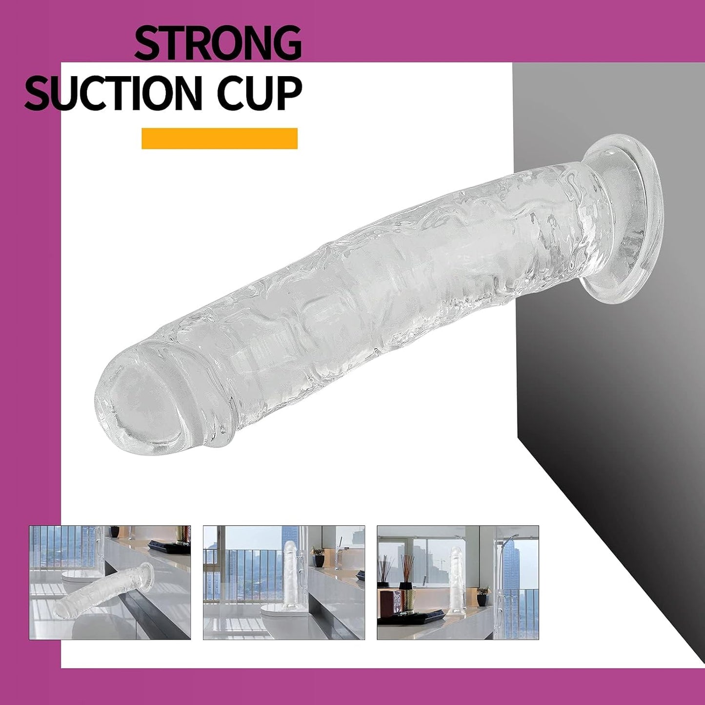Realistischer Dildo mit Saugnapf, G-Punkt Stimulation, Clear XL (1er Pack)