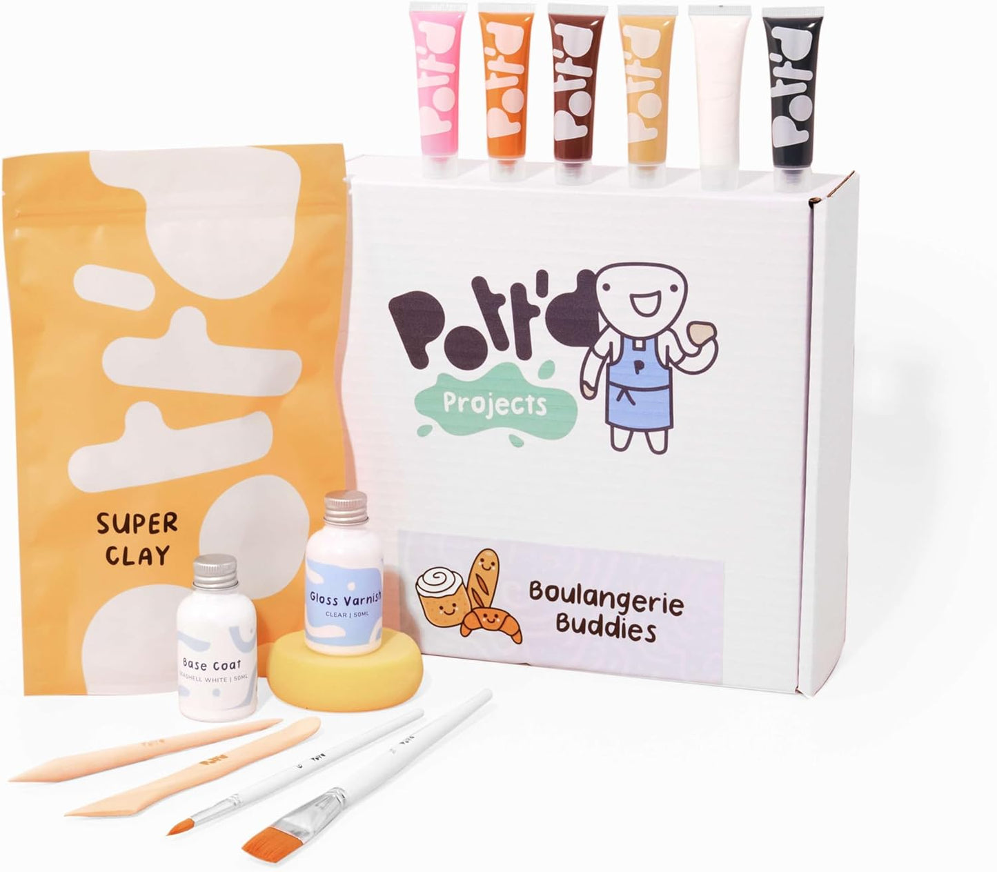 Mini-Töpfer-Set mit lufttrocknendem Ton, Boulangerie Buddies
