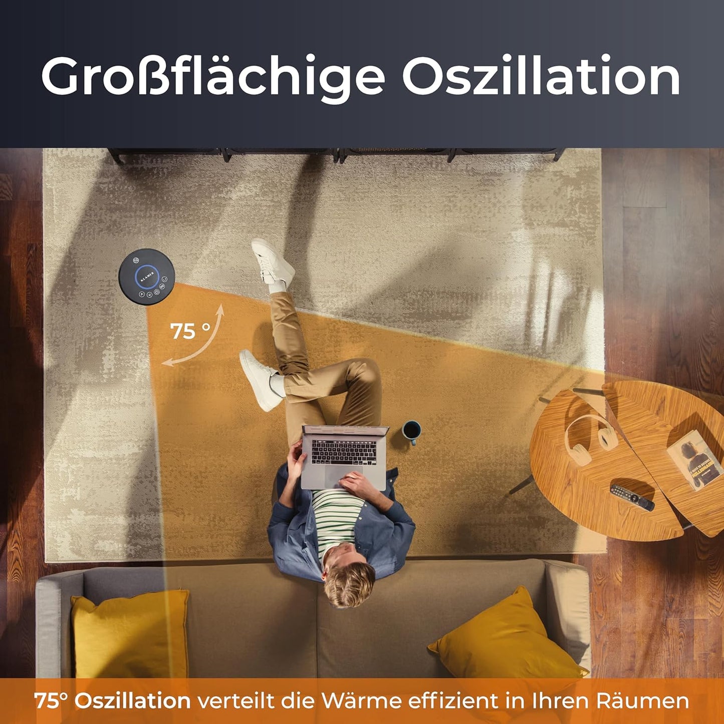 PTC Keramik Heizlüfter mit Fernbedienung, Heizlüfter Schwarz