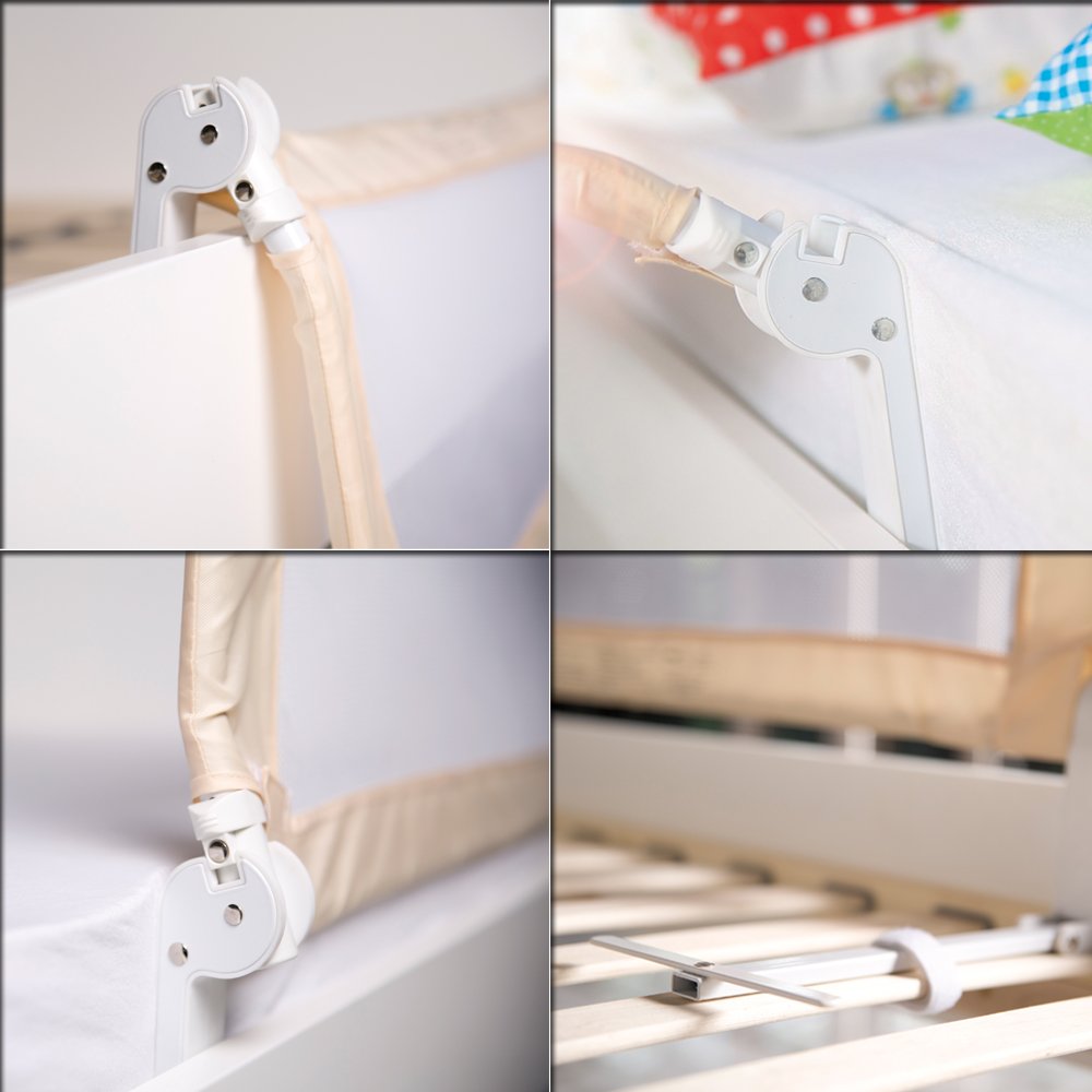 Klappbares Bettschutzgitter Klipp-Klapp, Beige, 135x40 cm