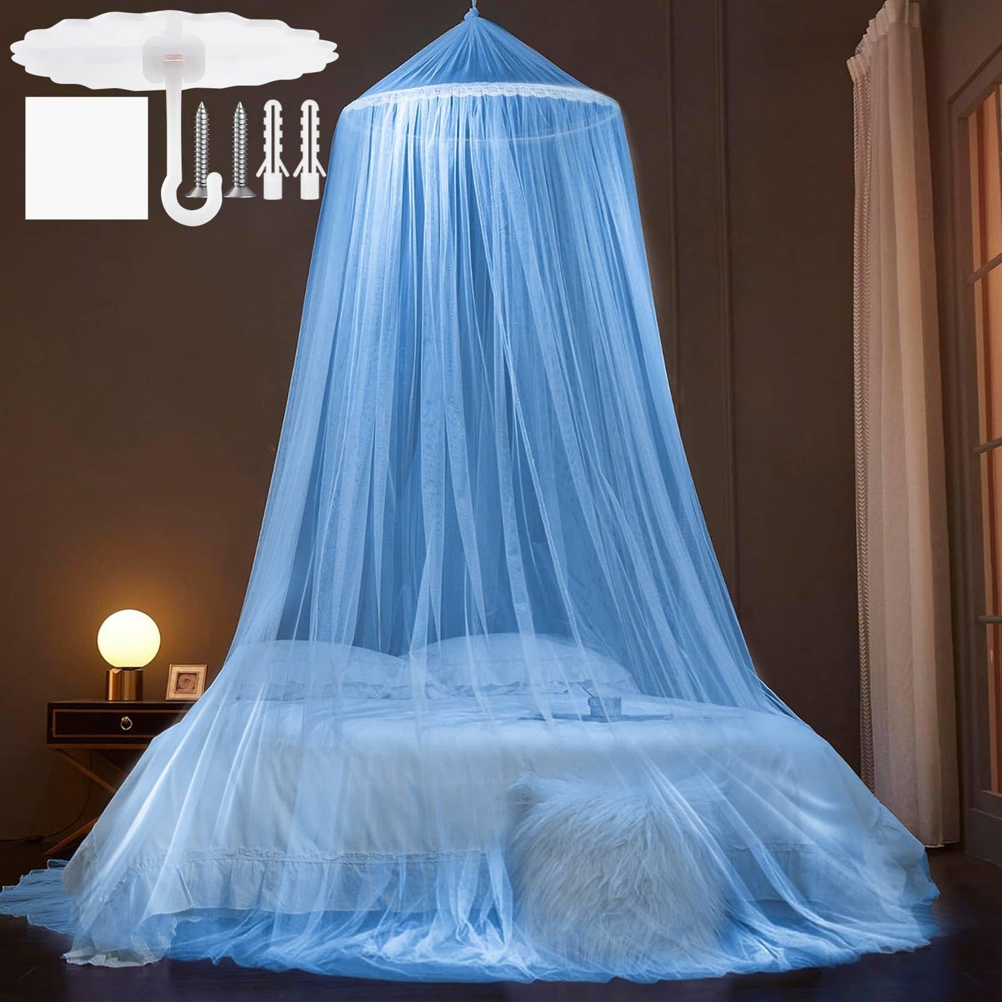 Moskitonetz Bett, Blau