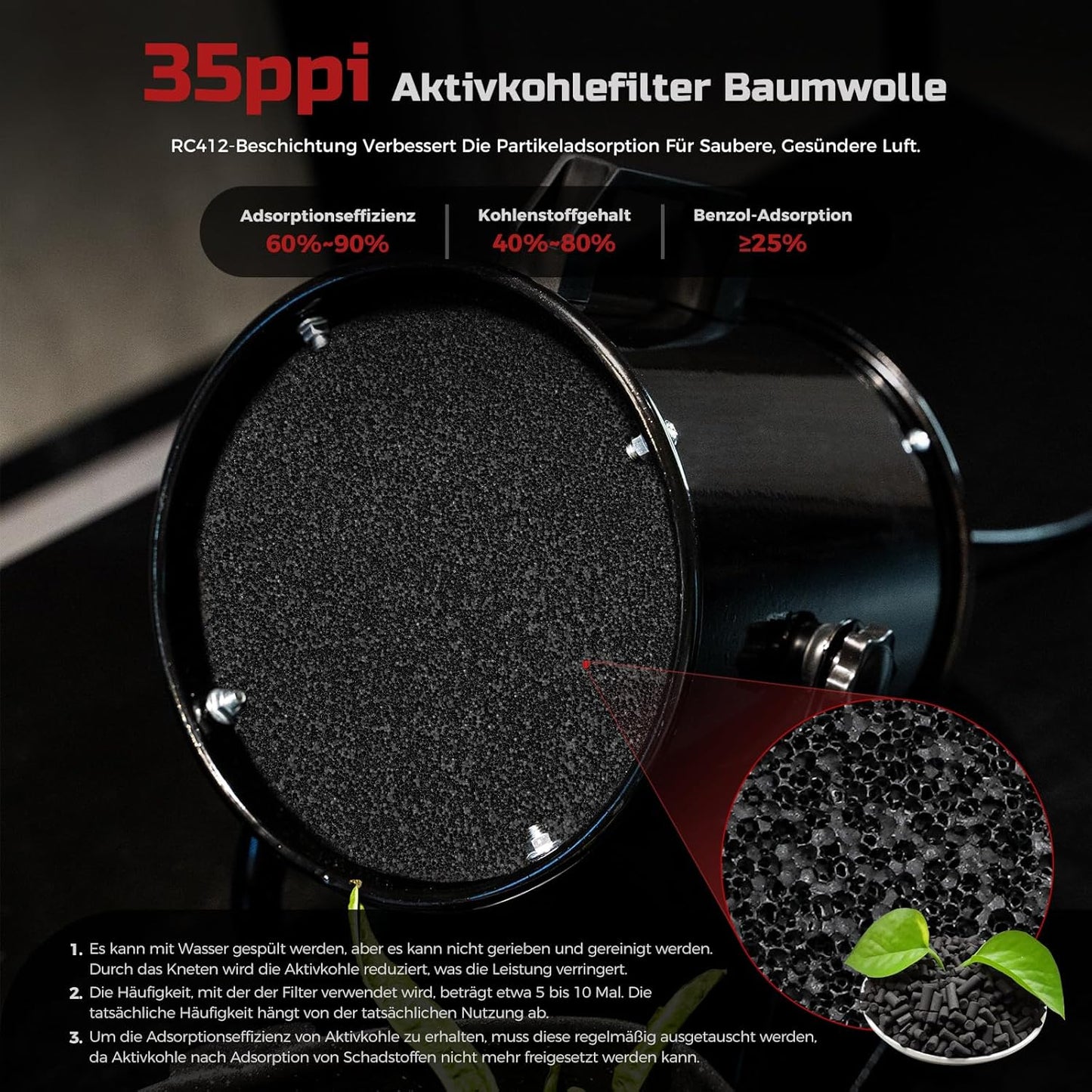 Tragbare Dunstabzugshaube mit 10x Aktivkohlefilter, Dunstabzugshaube