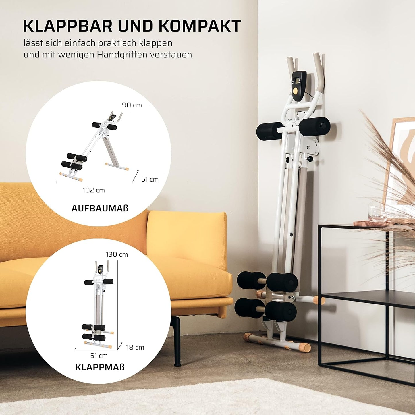 Klappbarer Bauchmuskeltrainer mit variablen Winkeln, Snow/Sun (Feste Knieauflage)