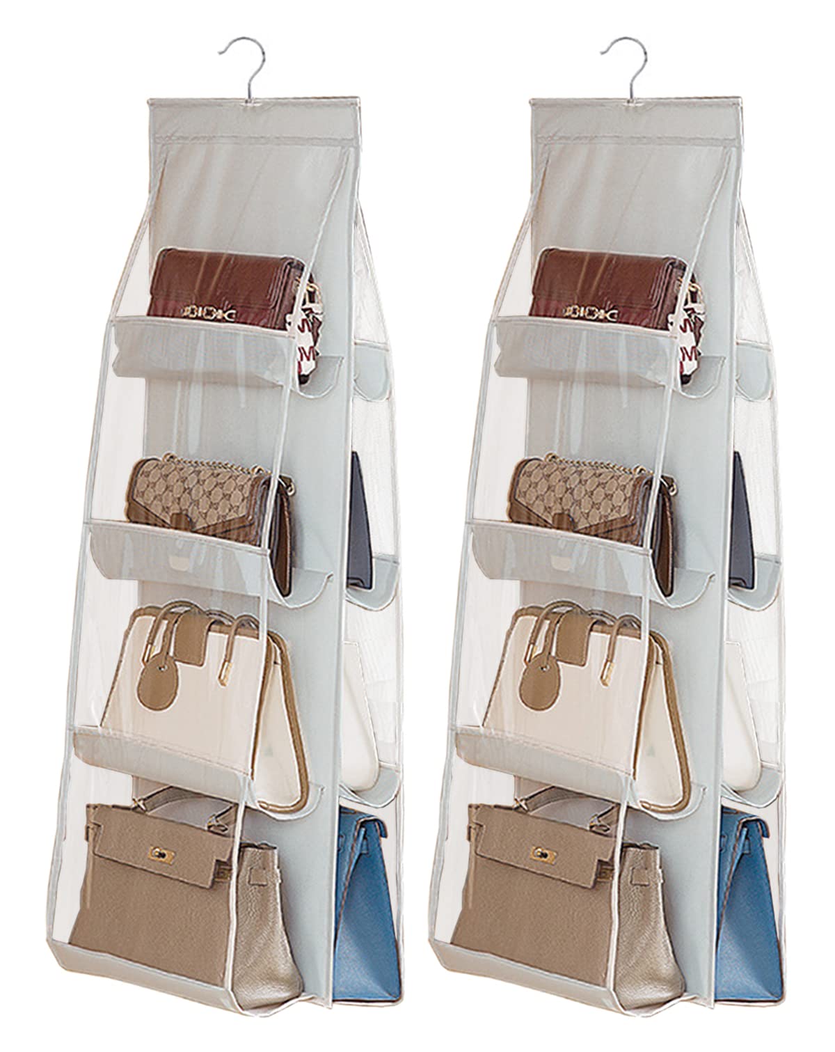 2er-Set Hängender Handtaschen-Organizer, 2 Hellgrau