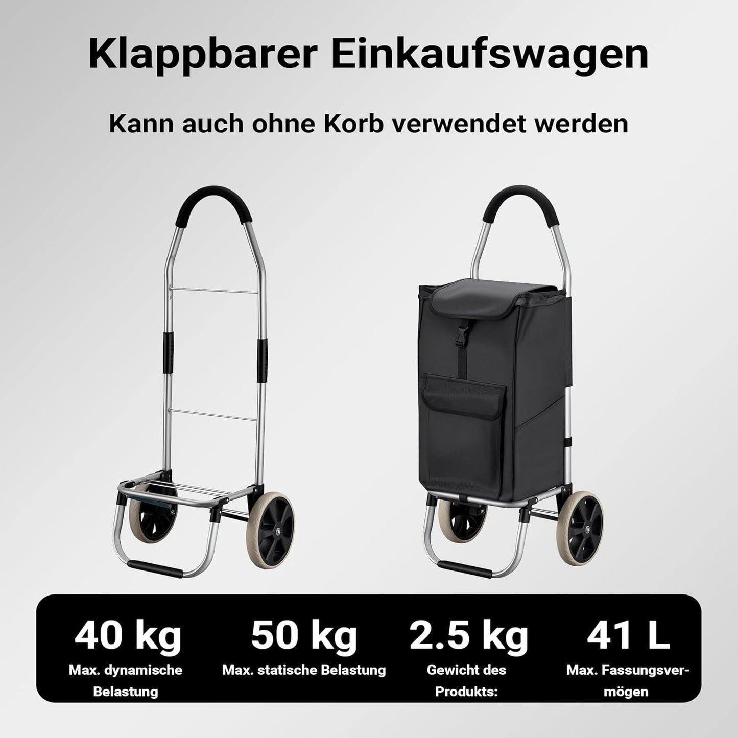 Einkaufstrolley klappbar 40kg Einkaufsroller Einkaufswagen Einkaufstasche