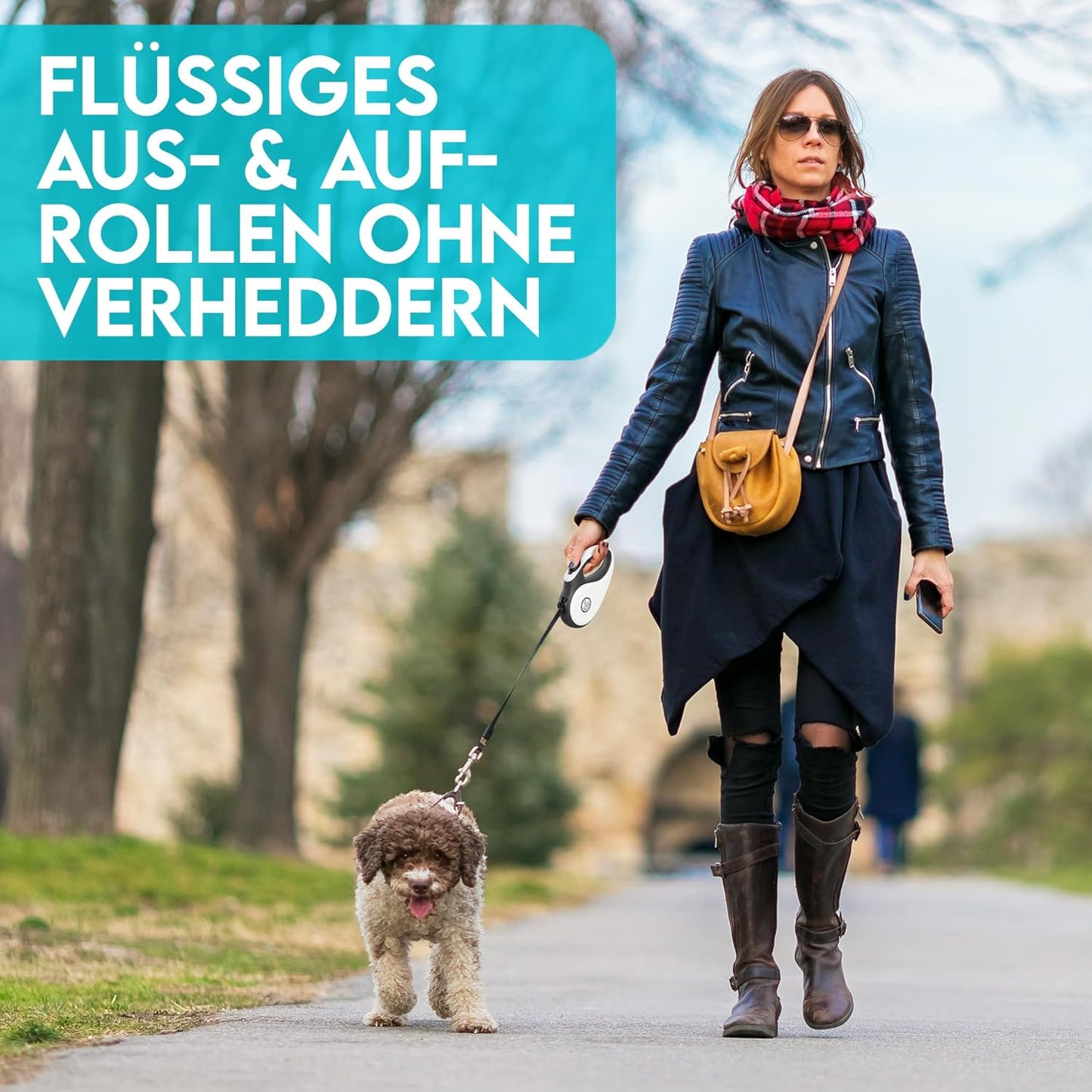 Rollleine, S | 5m | bis 15kg Weiß | Schwarz