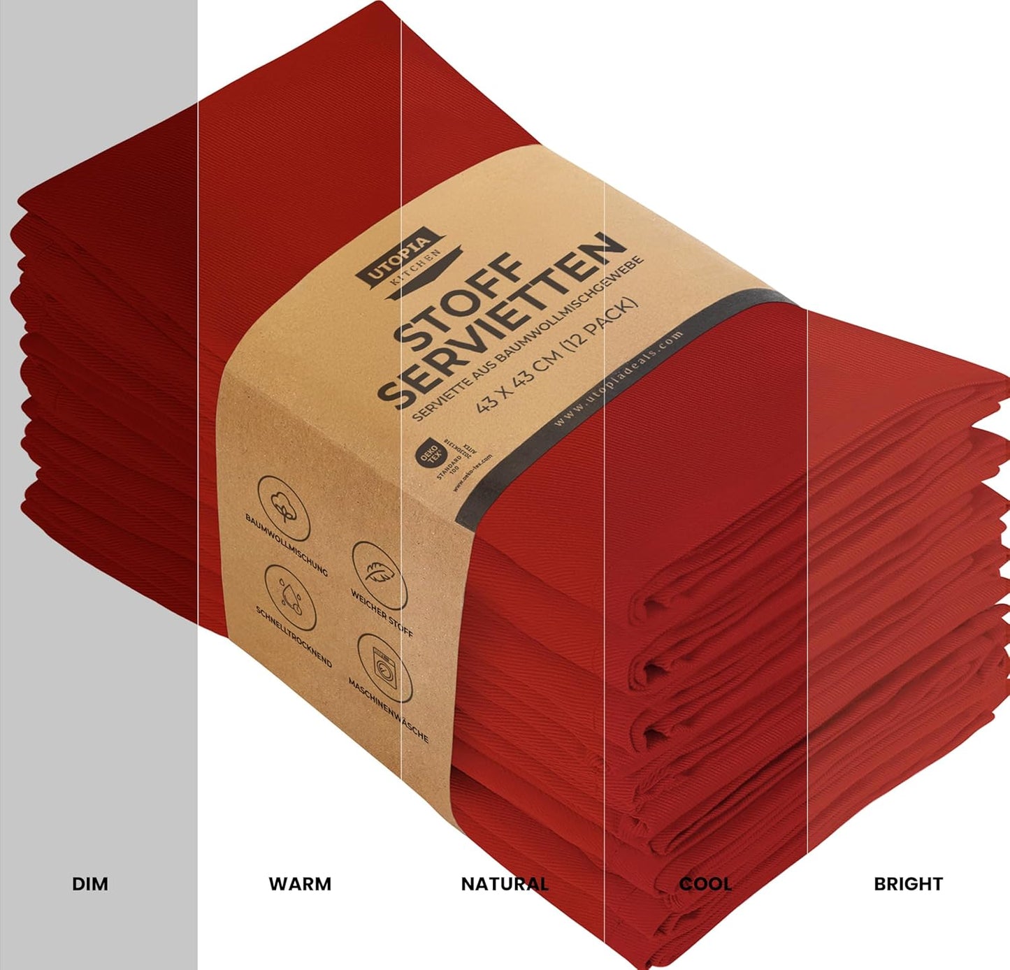 Stoffservietten-Set, 46 x 46 cm (12er Set) Rot