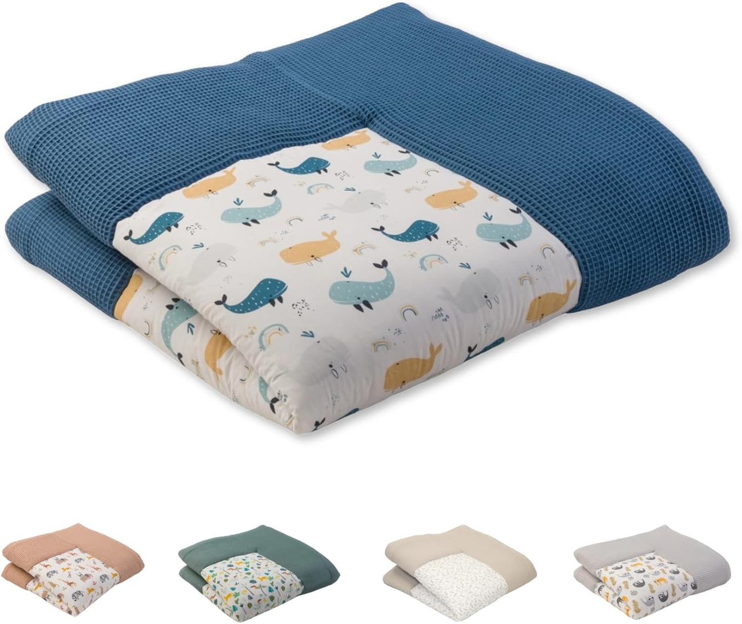 Baby Krabbeldecke 100x100 cm, Blau-wale 100 x 100 cm