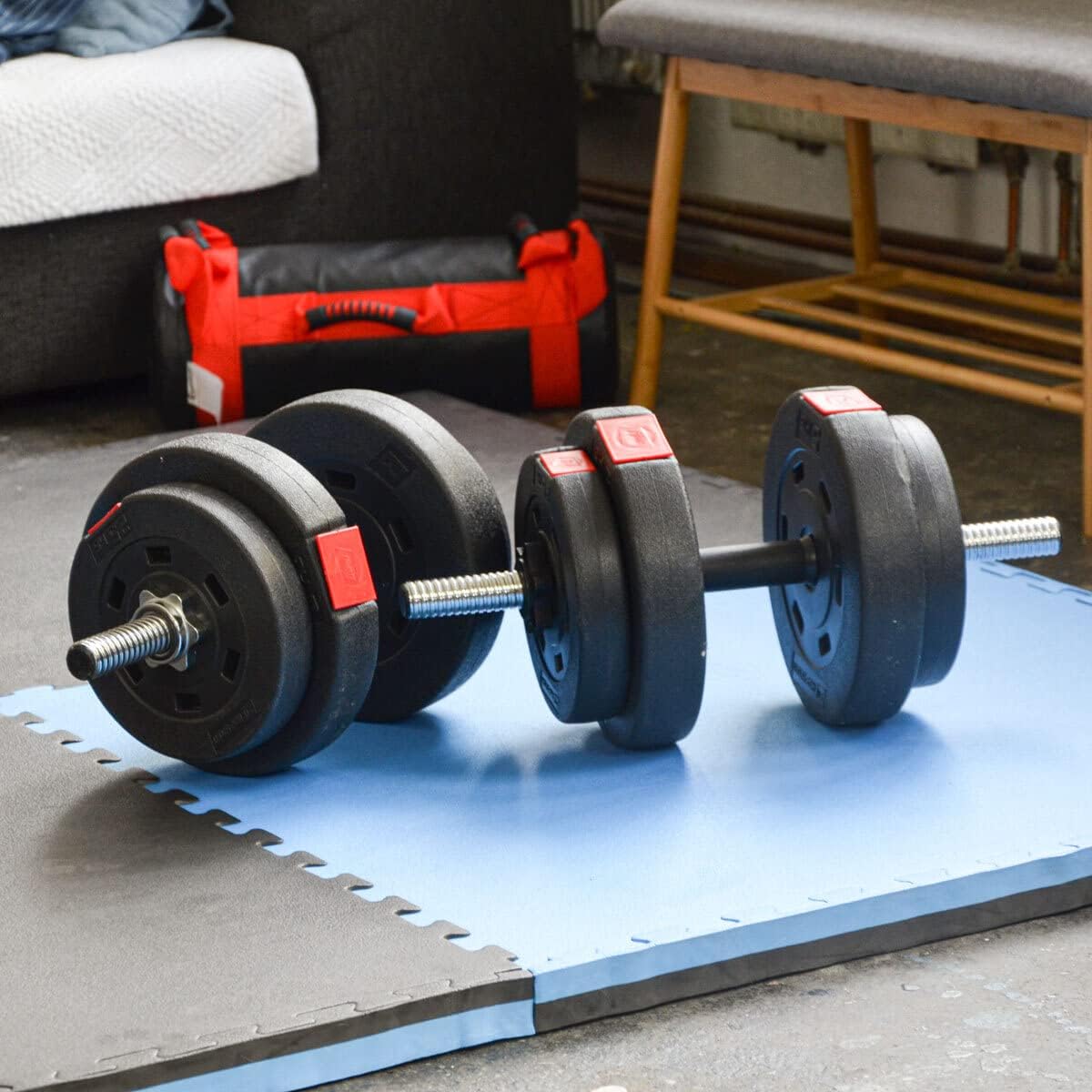 Profi Kampfsportmatte 90x90cm für Zuhause, 1 Matte 90 x 90 cm Blau Schwarz