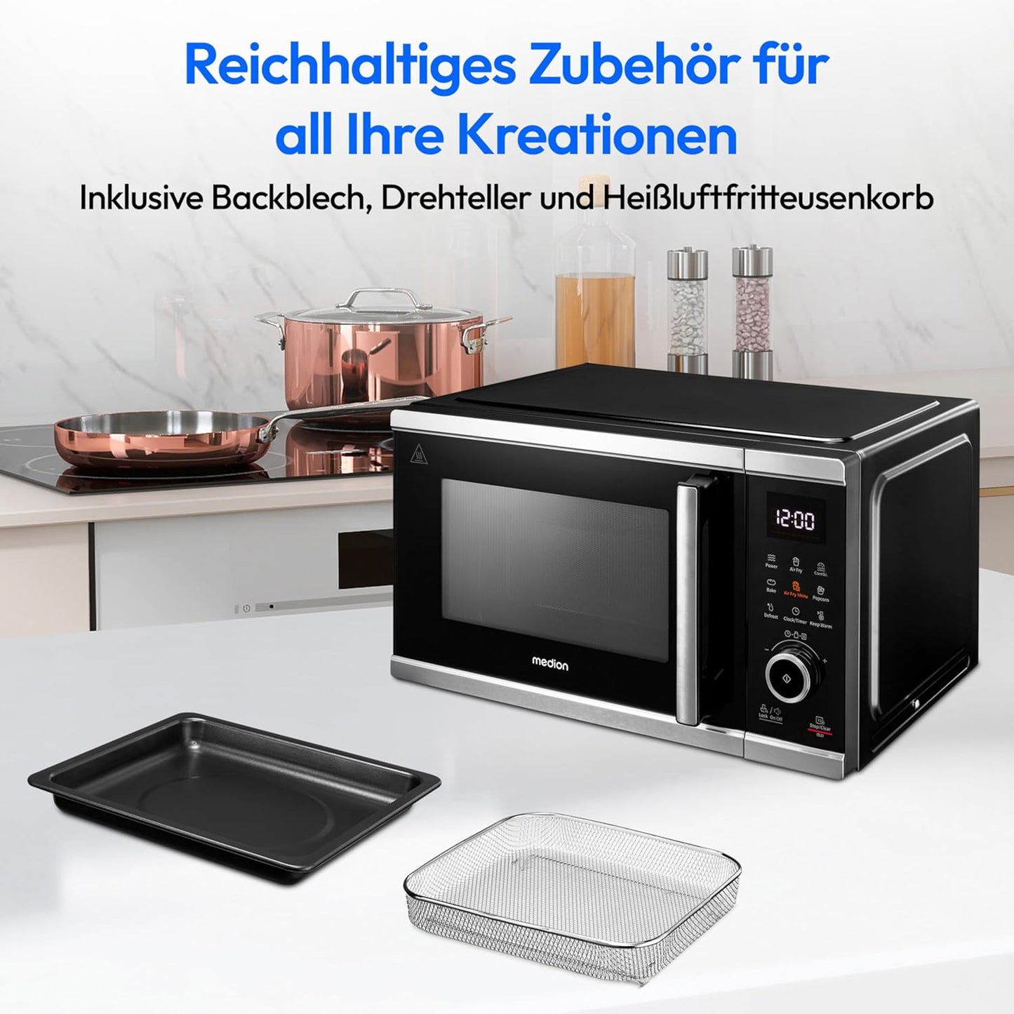 Mikrowelle mit Heissluftfritteuse (25L, 9 Programme)