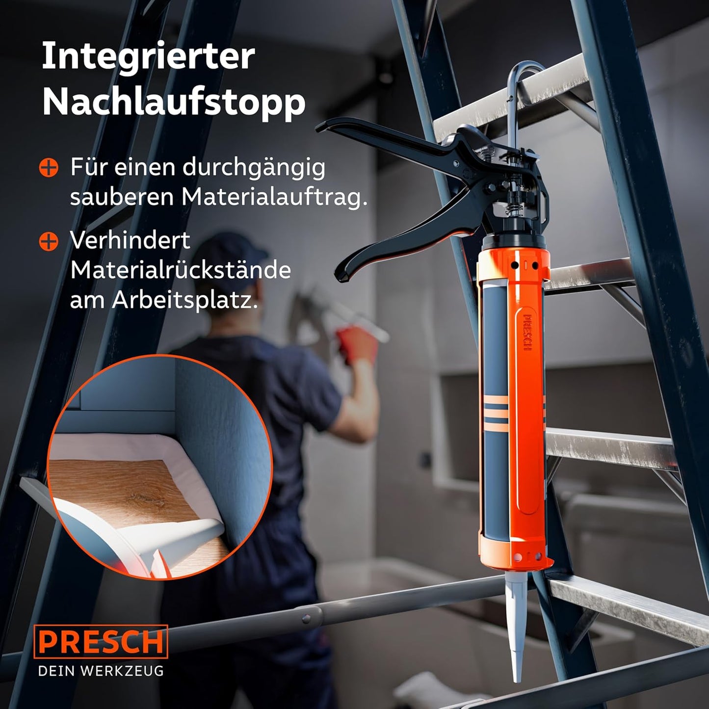 Kartuschenpresse mit 360° Drehfunktion & Nachlaufstopp, 12:1 mit Nachlaufstopp