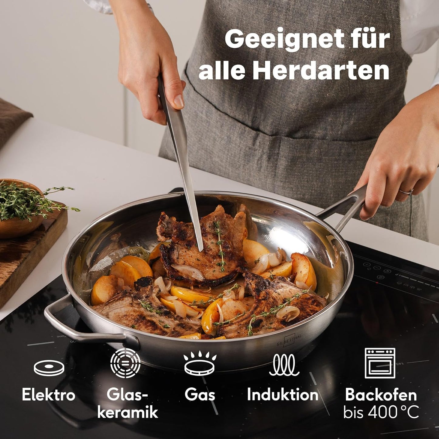 4-teiliges unbeschichtetes Pfannen-Set, Unbeschichtet 4er Set | 20, 24, 28 + 32cm