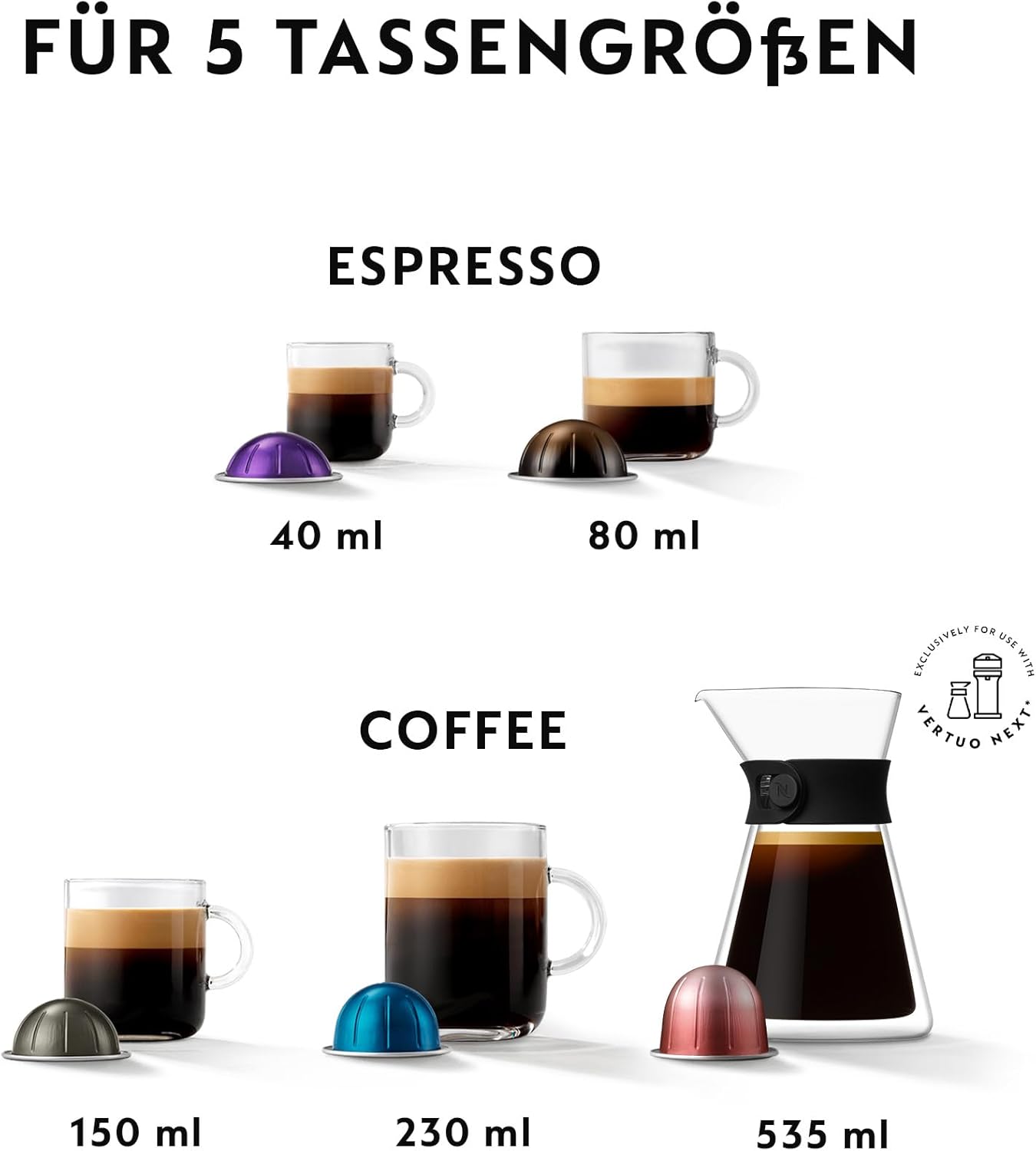 Vertuo Next Kaffeekapselmaschine mit Milchaufschäumer, Weiss Vertuo Next + Aeroccino