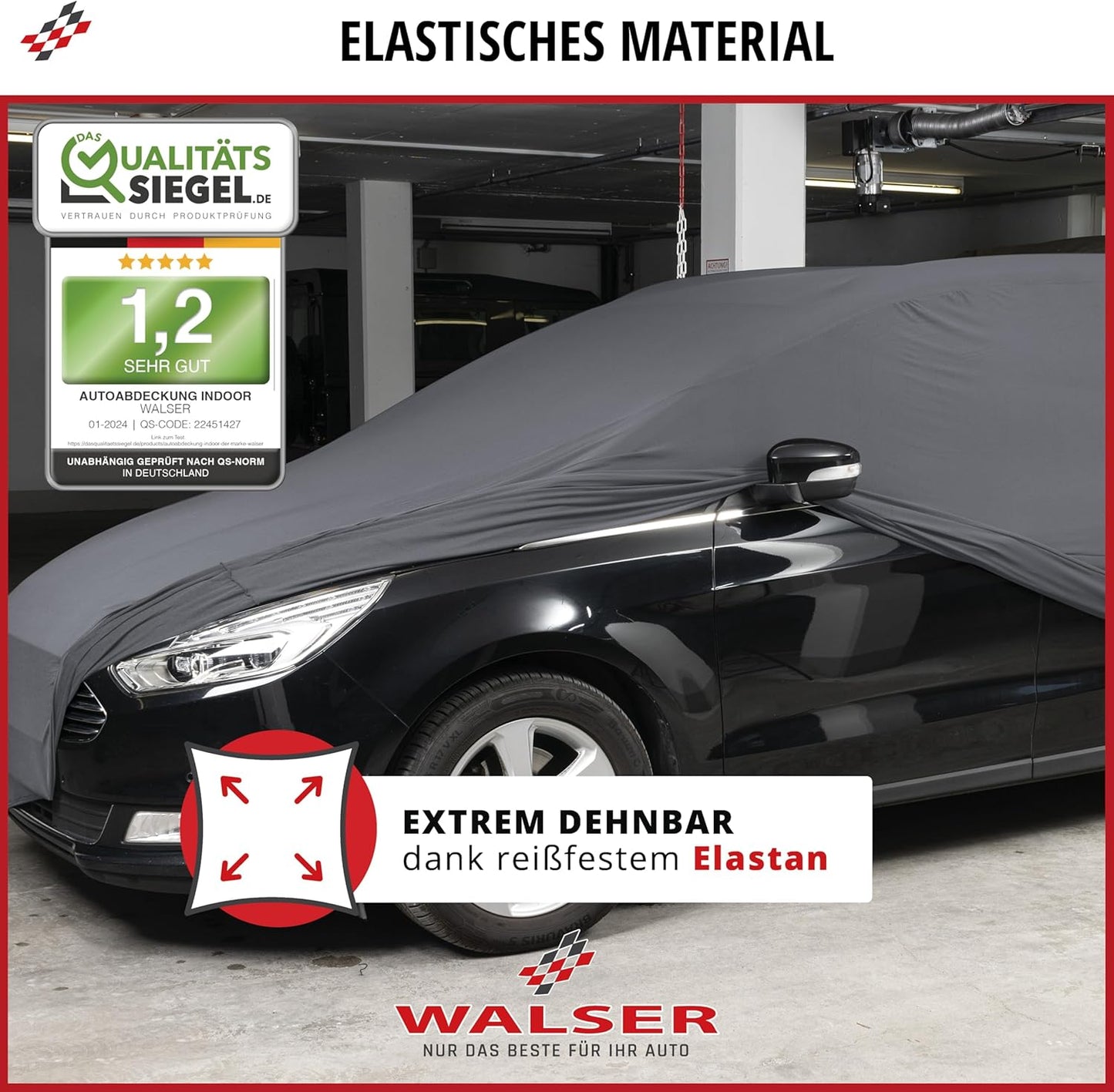 Autoabdeckung Stretch Plus (Grösse 4, Kombi), Anthrazit Größe 4: Kombi 380 - max. 439 cm Länge