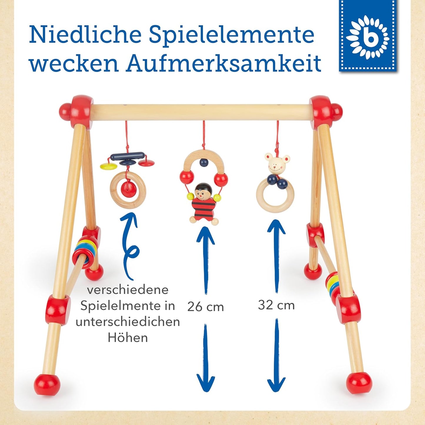 Spieltrapez für Baby mit Figuren & Kugeln, Rot Single