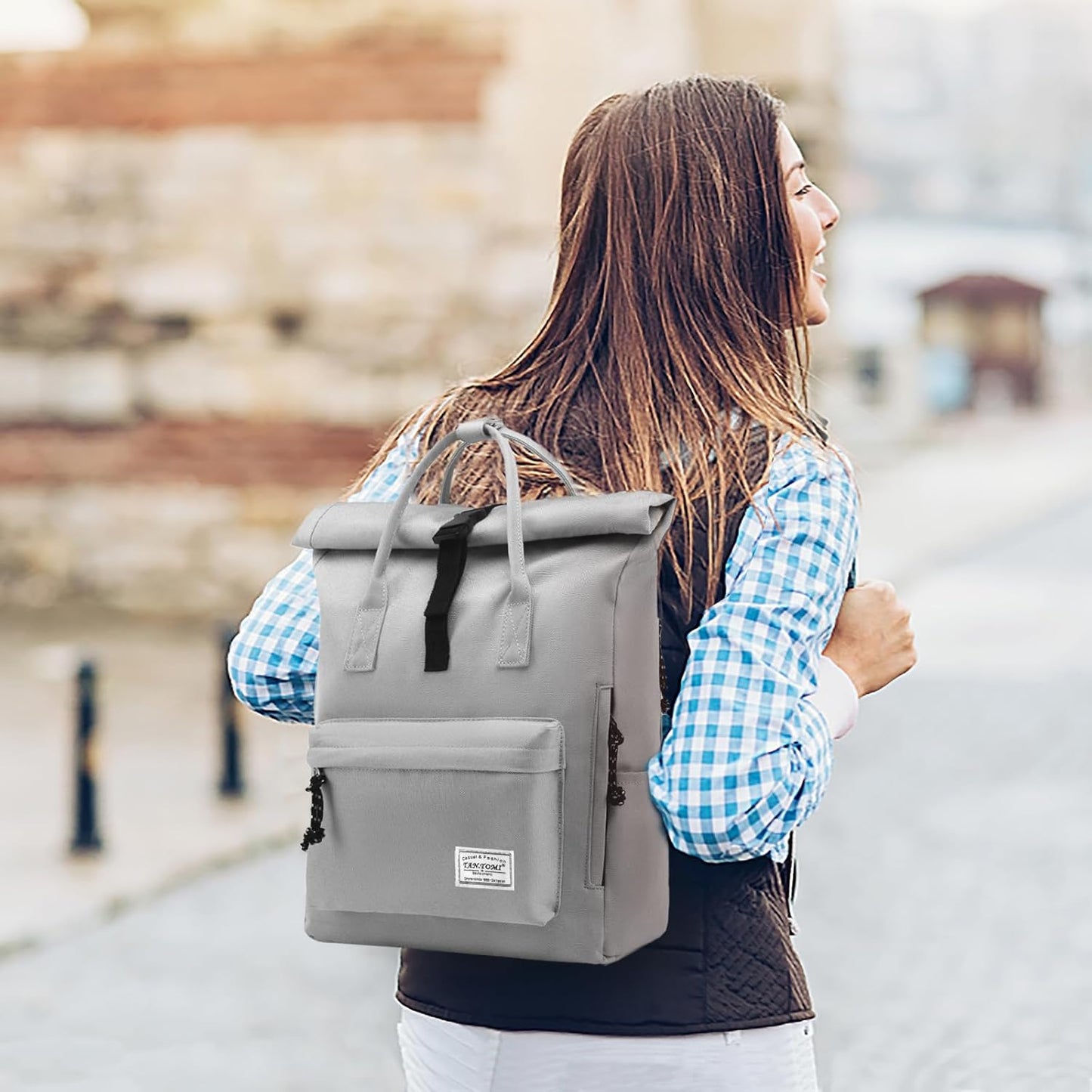 Laptop-Rucksack, 15,6 Zoll, Hellgrau 01
