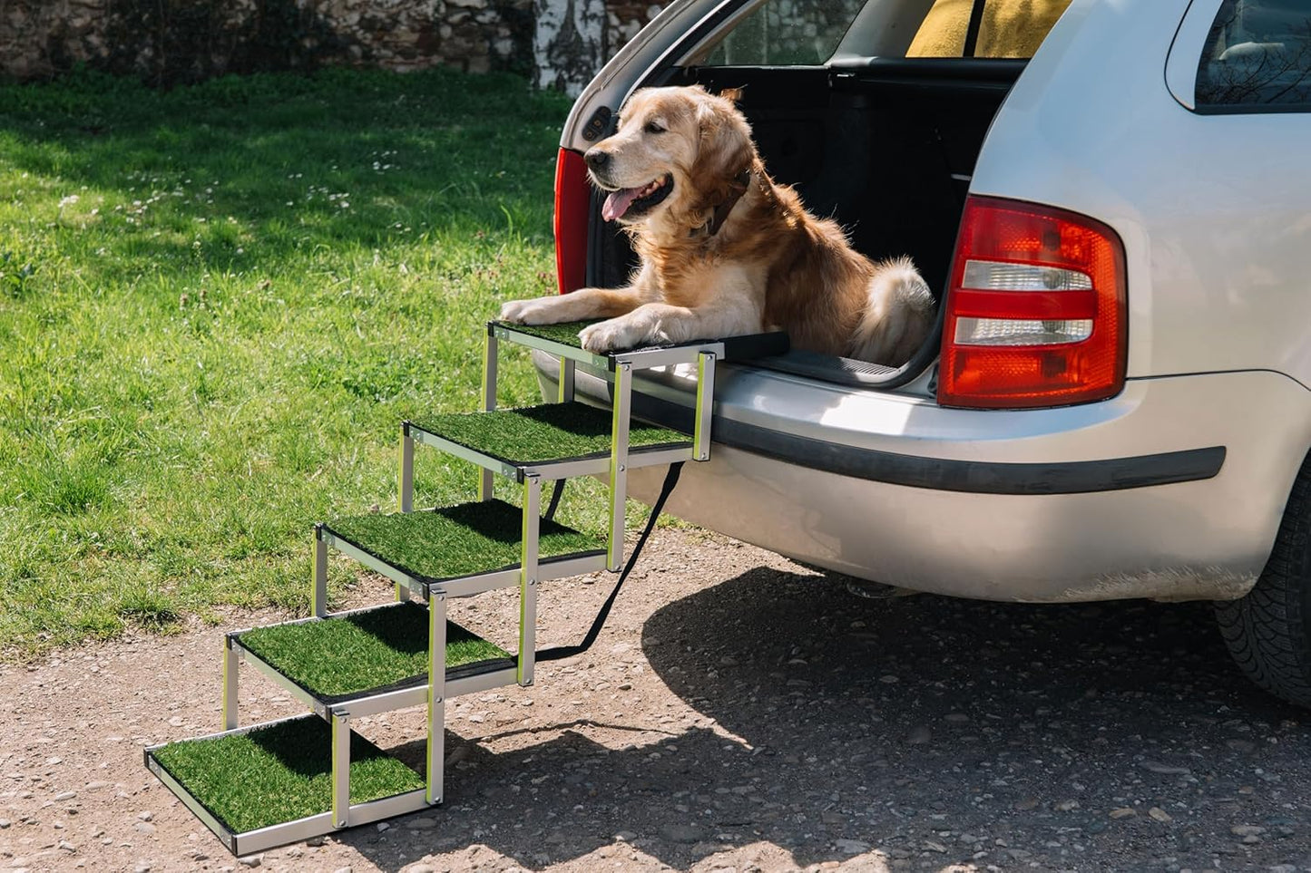 Faltbare Hundetreppe mit Kunstrasen, bis 77kg