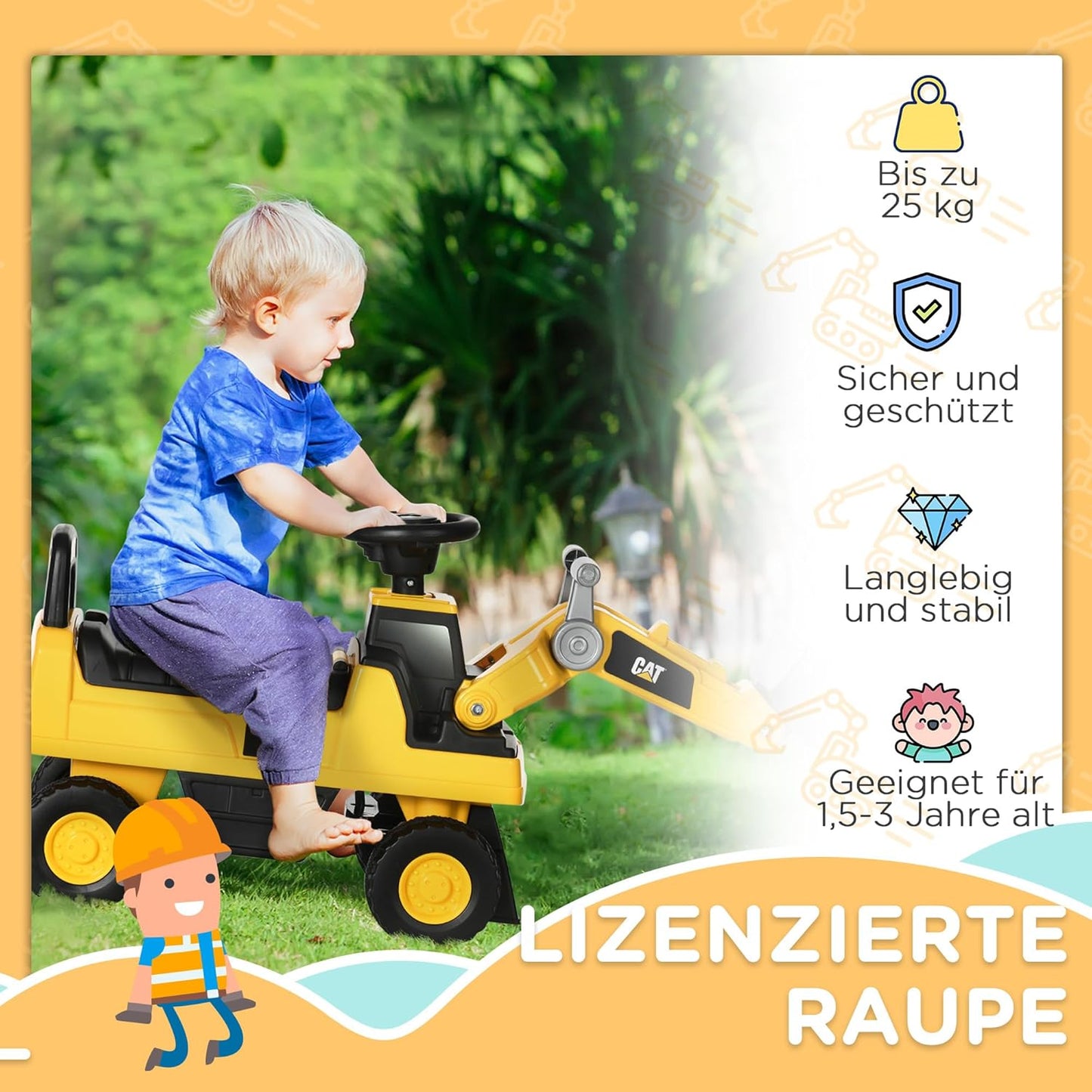 Sitzbagger mit Verstellbarer Schaufel und Hupe