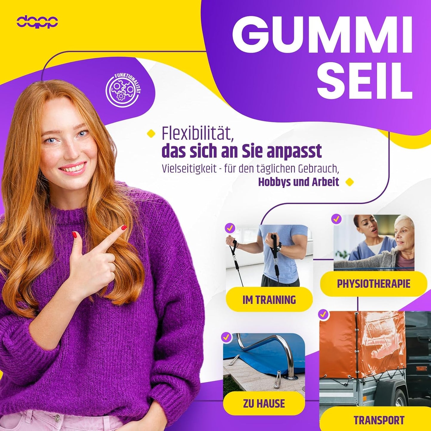 Gummiseil, 20 m, Schwarz 20.0