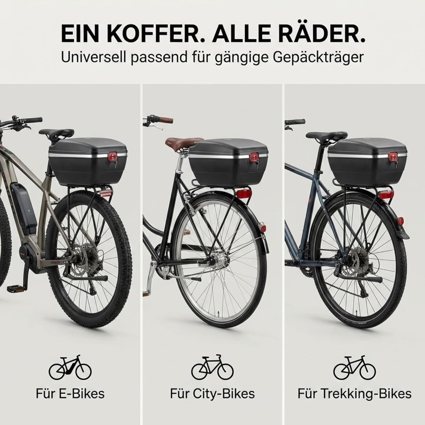 2-teiliges Touring-Tresor Fahrradkoffer-Set, abschliessbar & wasserdicht, Schwarz 2er Set