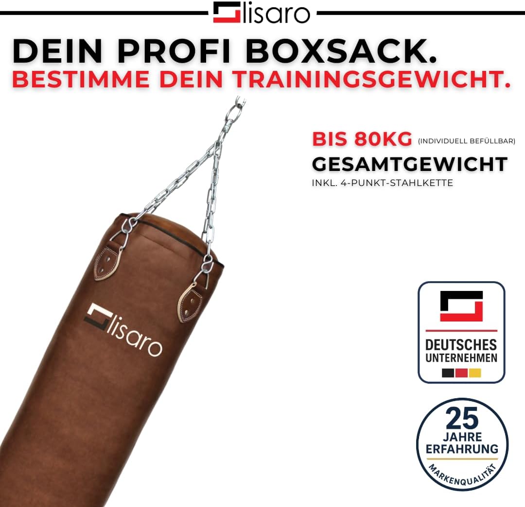 Boxsack mit Stahlkette, ungefüllt, 120 x 35 cm ungefüllt
