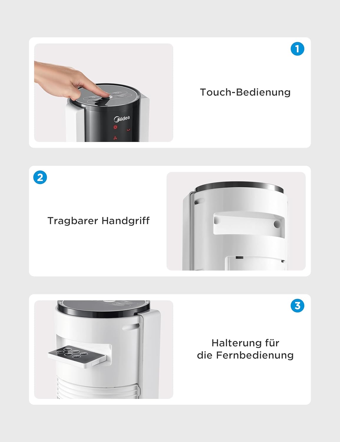 Turmventilator mit Fernbedienung und Timer, 106cm-7H Timer-weiss
