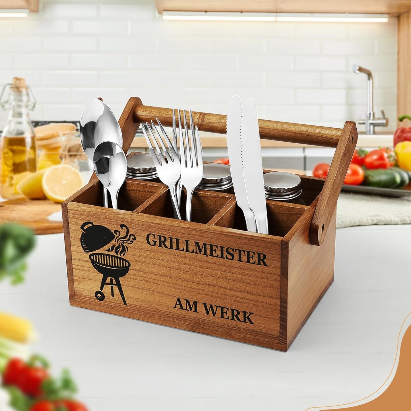 Grillzubehör Organizer Grillmeister am Werk