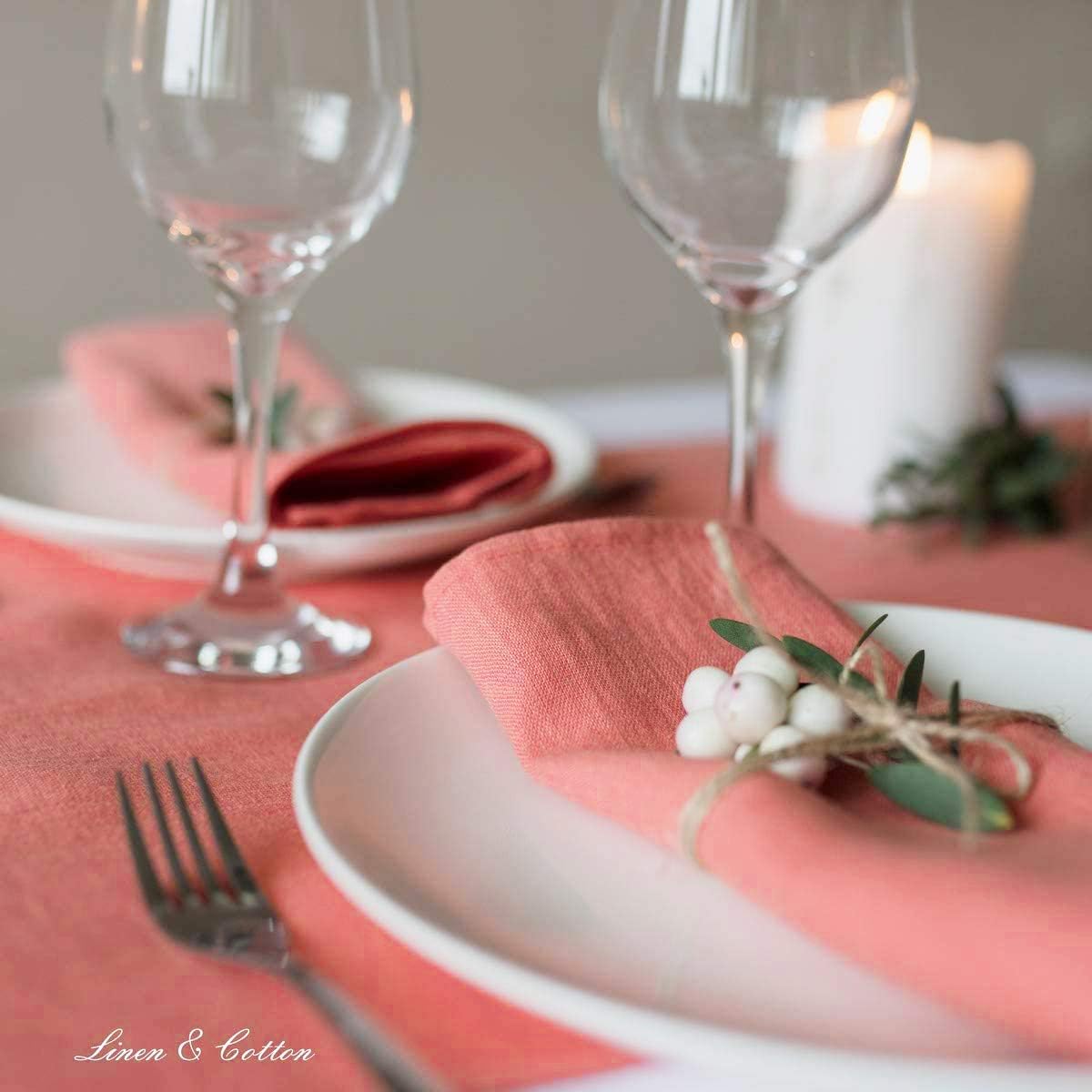 4-teiliges Stoffservietten-Set Hygge, Coral Rosa Servietten - 32 x 32cm