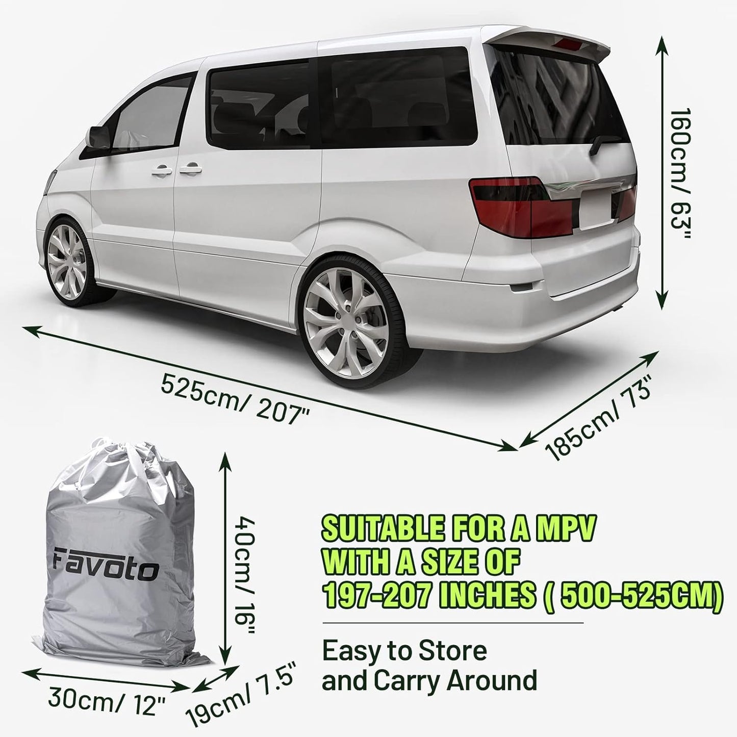 Autoabdeckung Vollgarage, Silber 495cm-535cm MPV