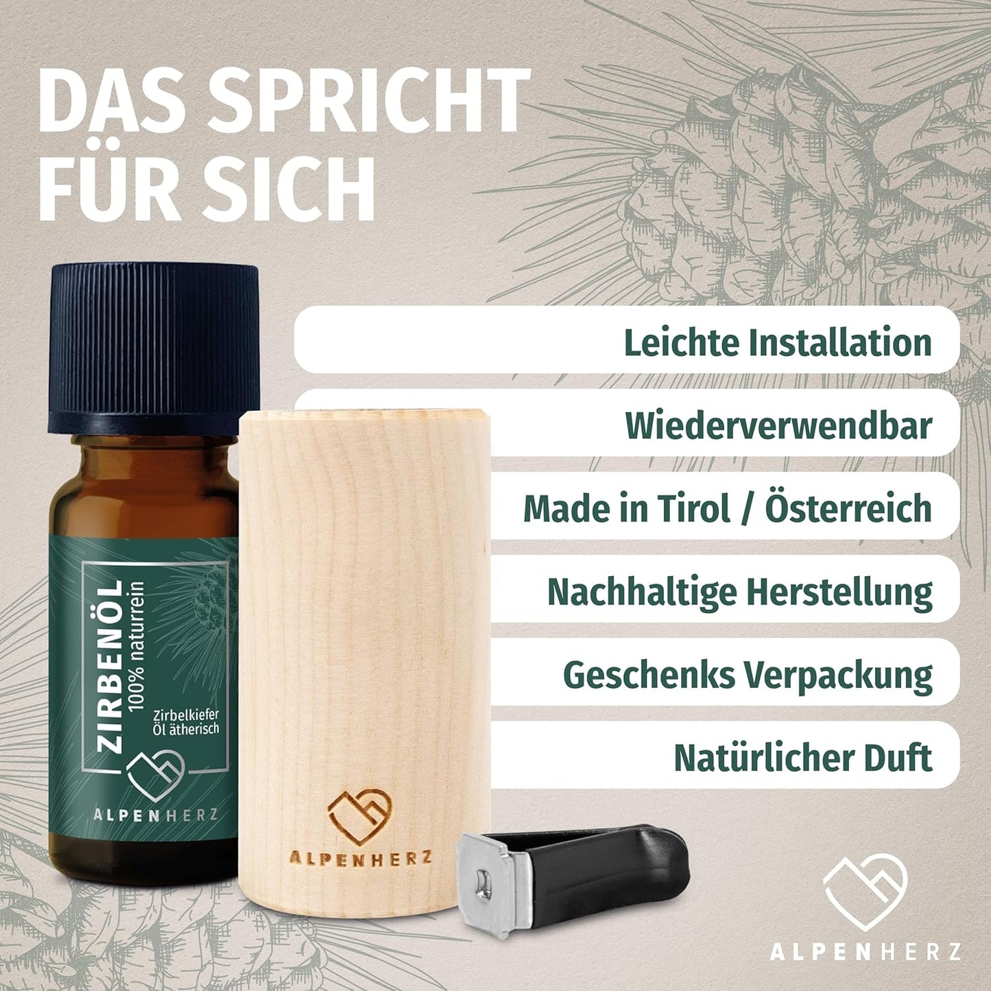Auto-Lufterfrischer aus Zirbenholz