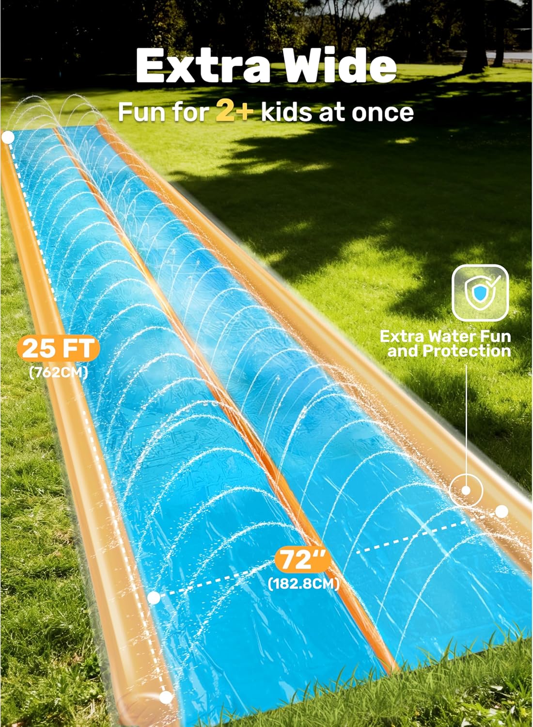Doppel-Wasserrutsche mit Sprinkler