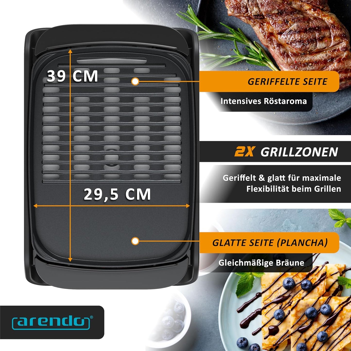 Elektro-Tischgrill mit Glasdeckel, 2000W