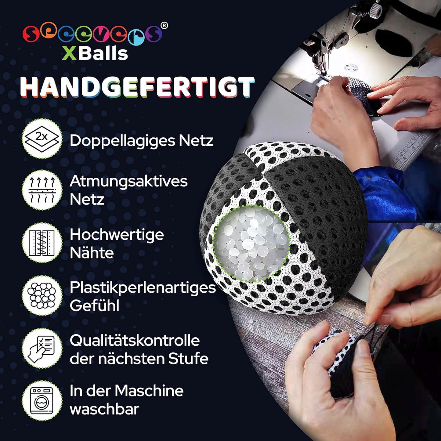 3er-Set Jonglierbälle mit Tragetasche, 120g Schwarz-weiss