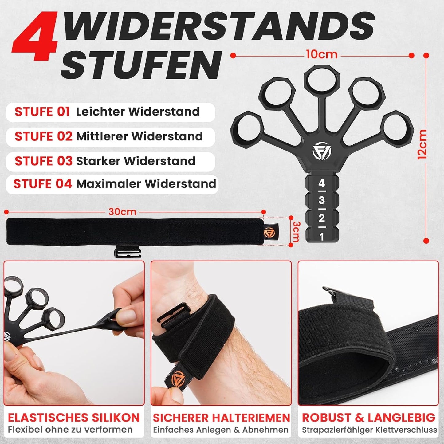 5-teiliges Handtrainer-Set, Schwarz 5er Set