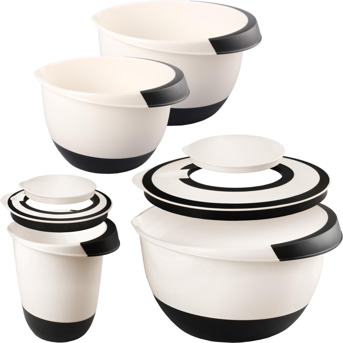 Rührschüssel-Set mit Deckel (4-teilig, antirutsch), SET 1,5L + 5L + 2L + 3,5L (4er)