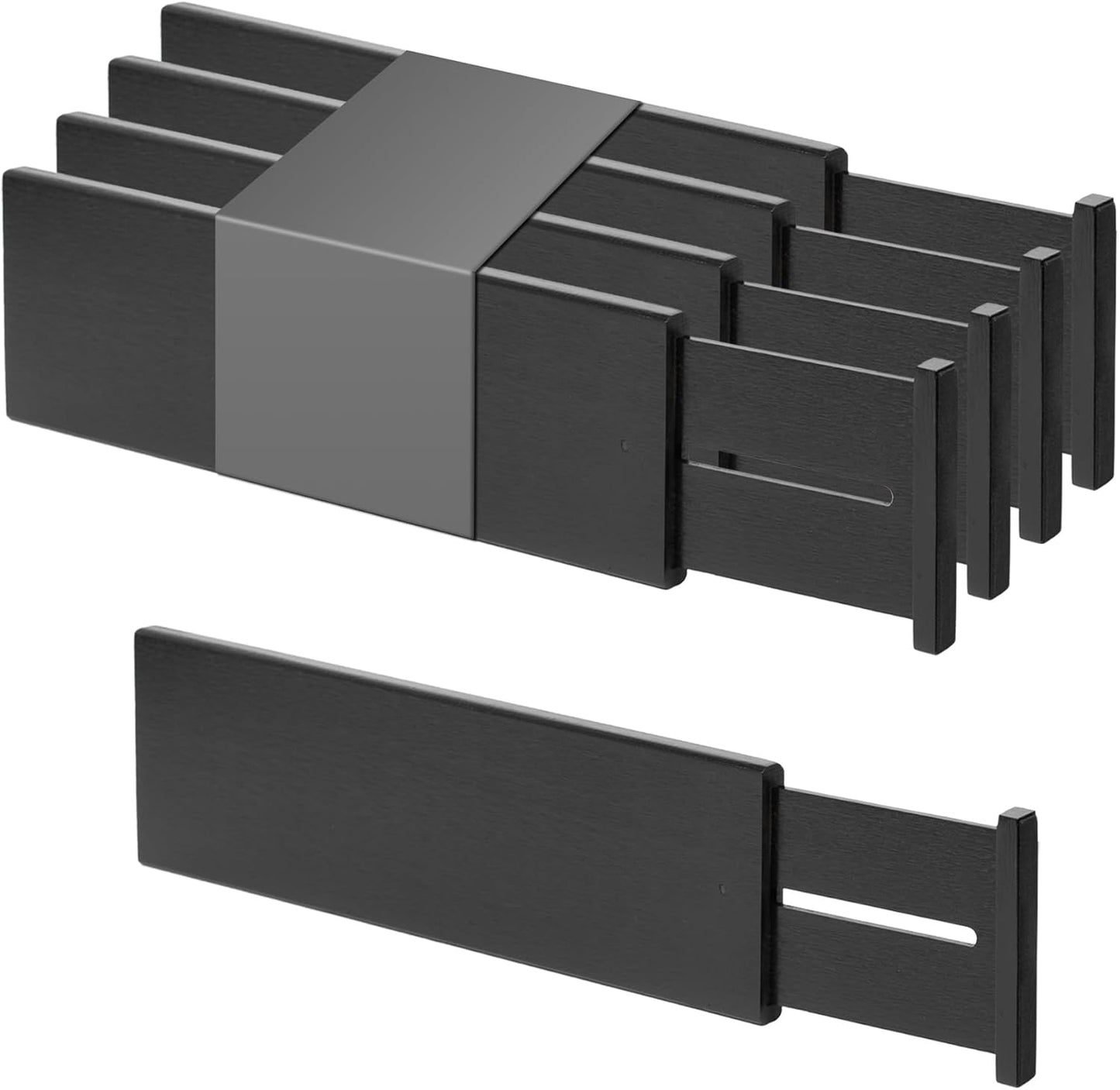 4-teiliges Schubladenteiler-Set, verstellbar, Schwarz groß (10H cm)